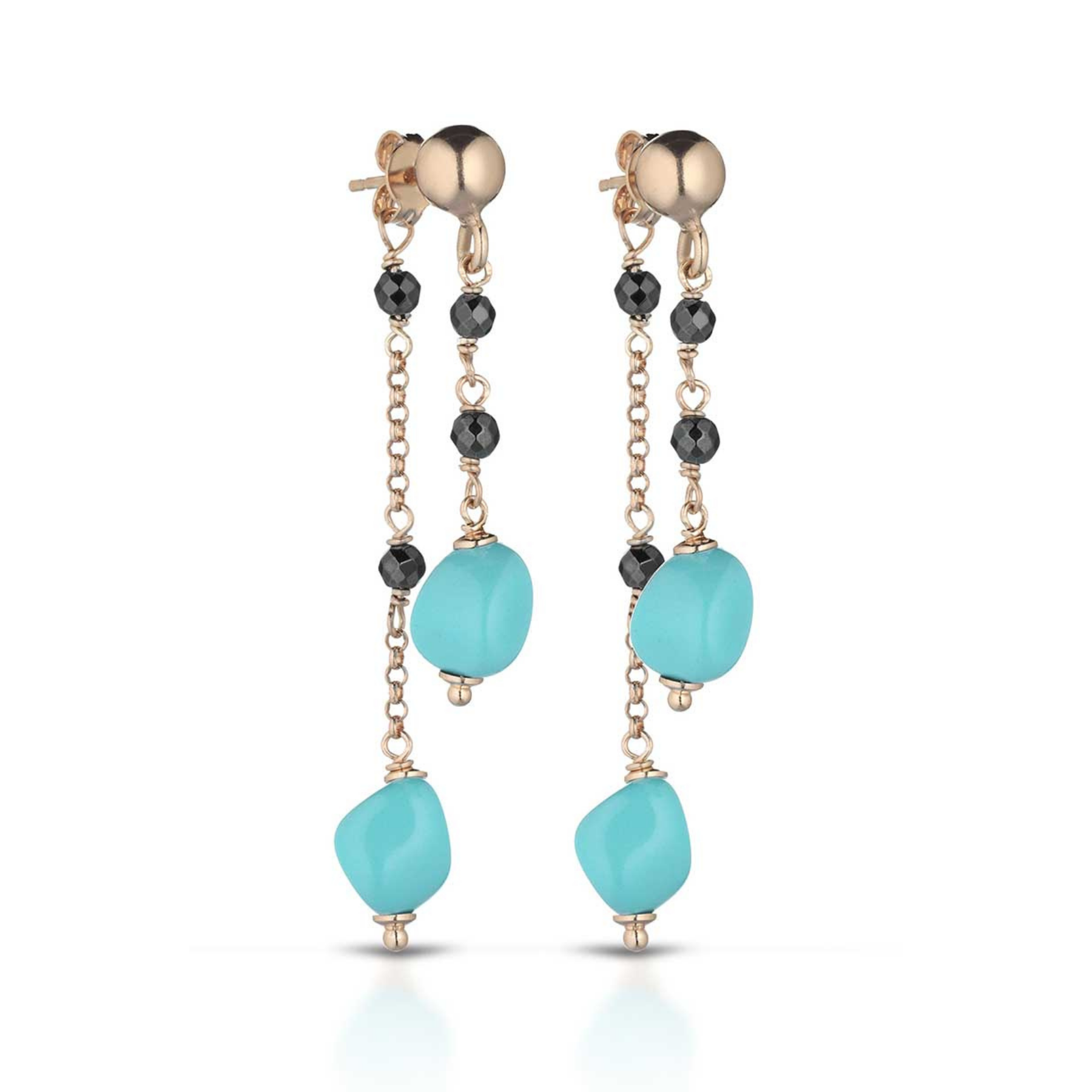 Turquoise | Orecchini con turchese, argento e pietre