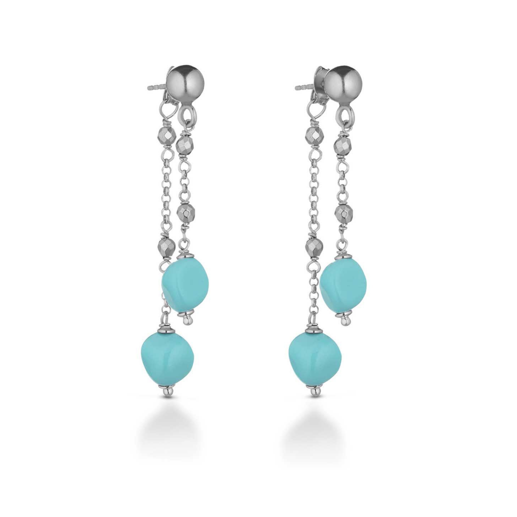 Turquoise | Orecchini con turchese, argento e pietre
