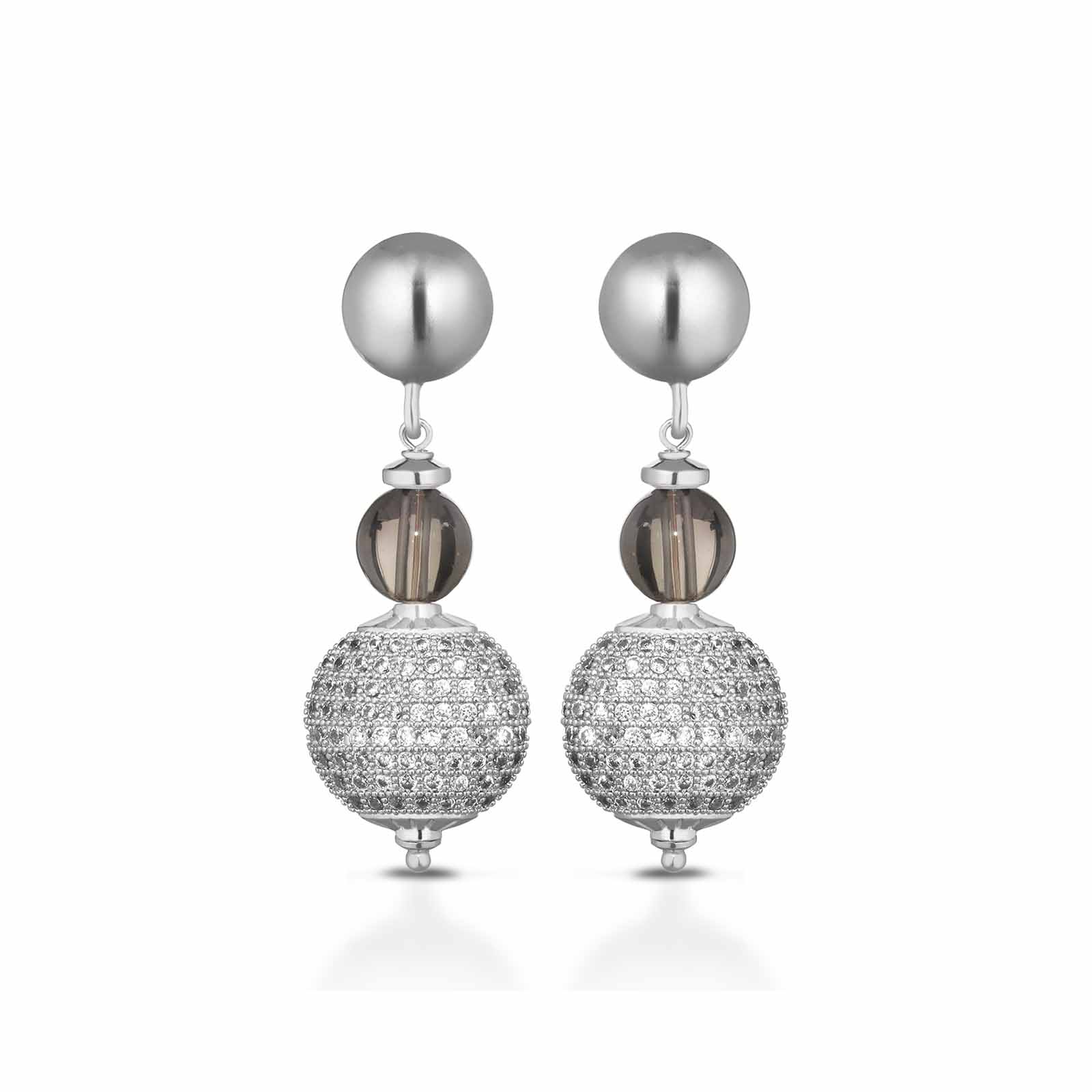 Monique | Orecchini in argento con perle, pietre e zirconi