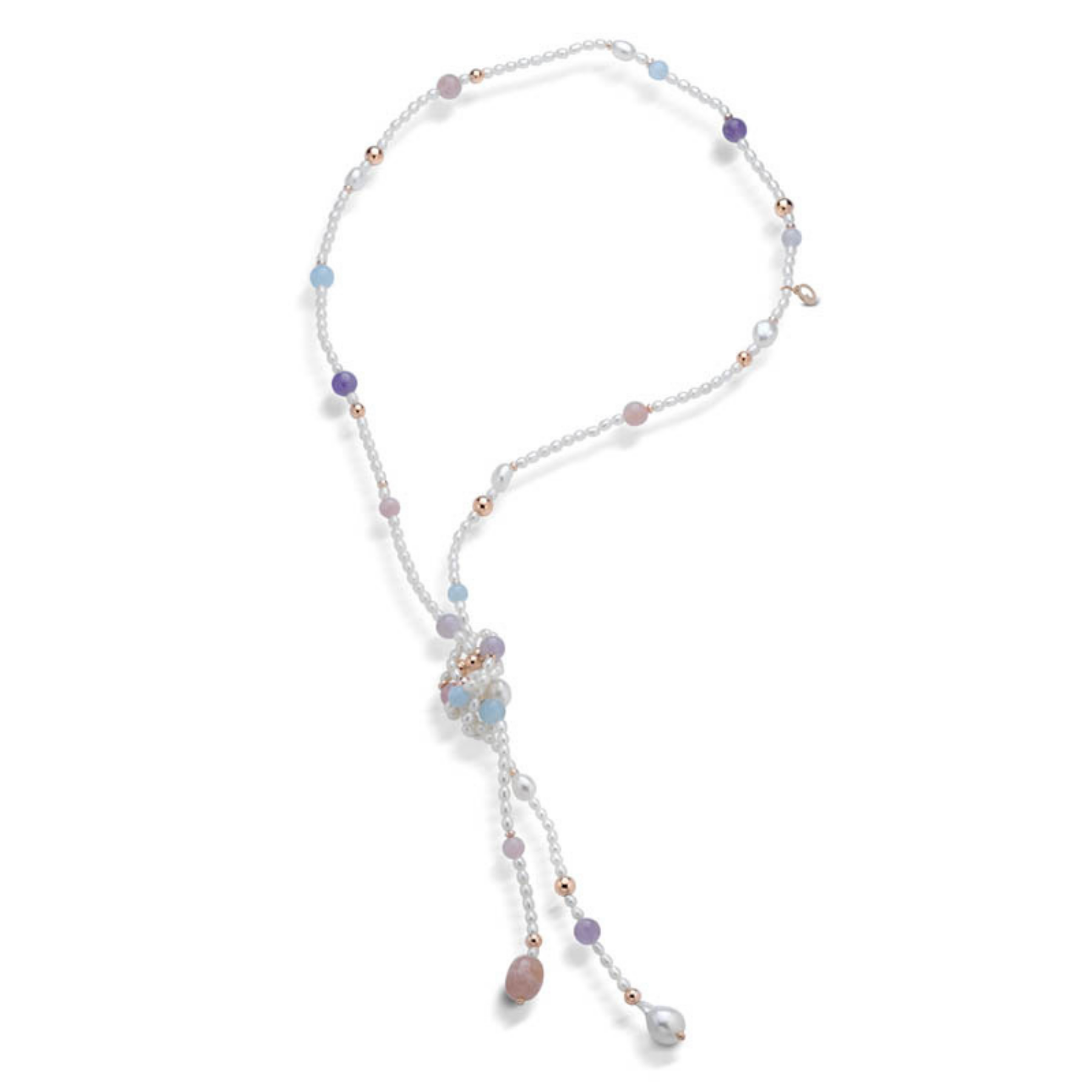 Violetta | Collana con perle, pietre e argento