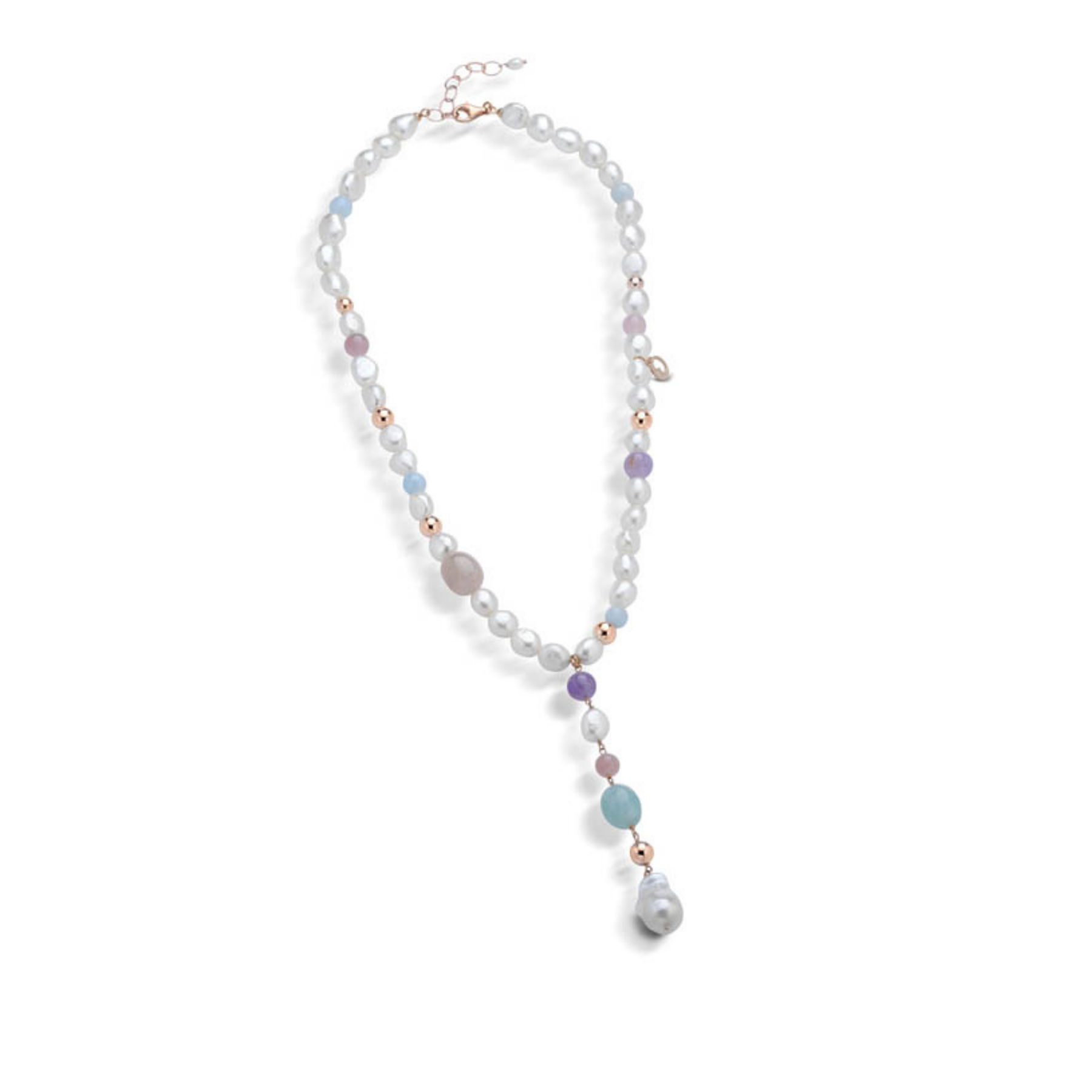 Violetta | Collana con perle, pietre e argento
