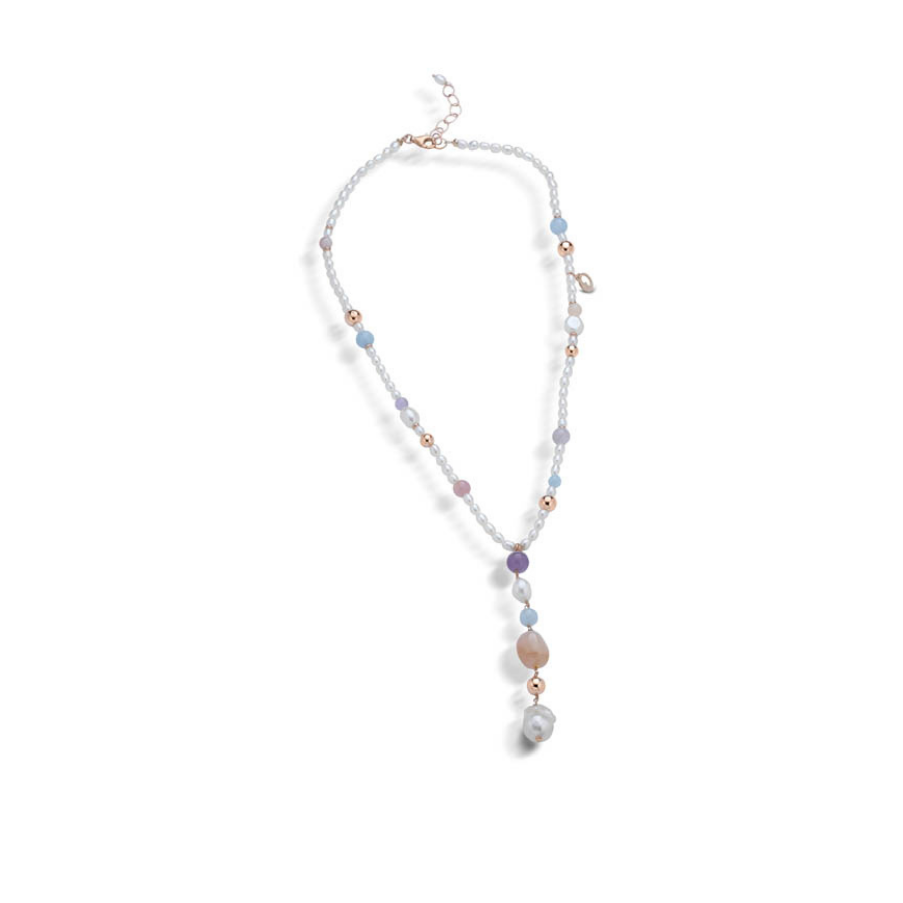 Violetta | Collana con perle, pietre e argento