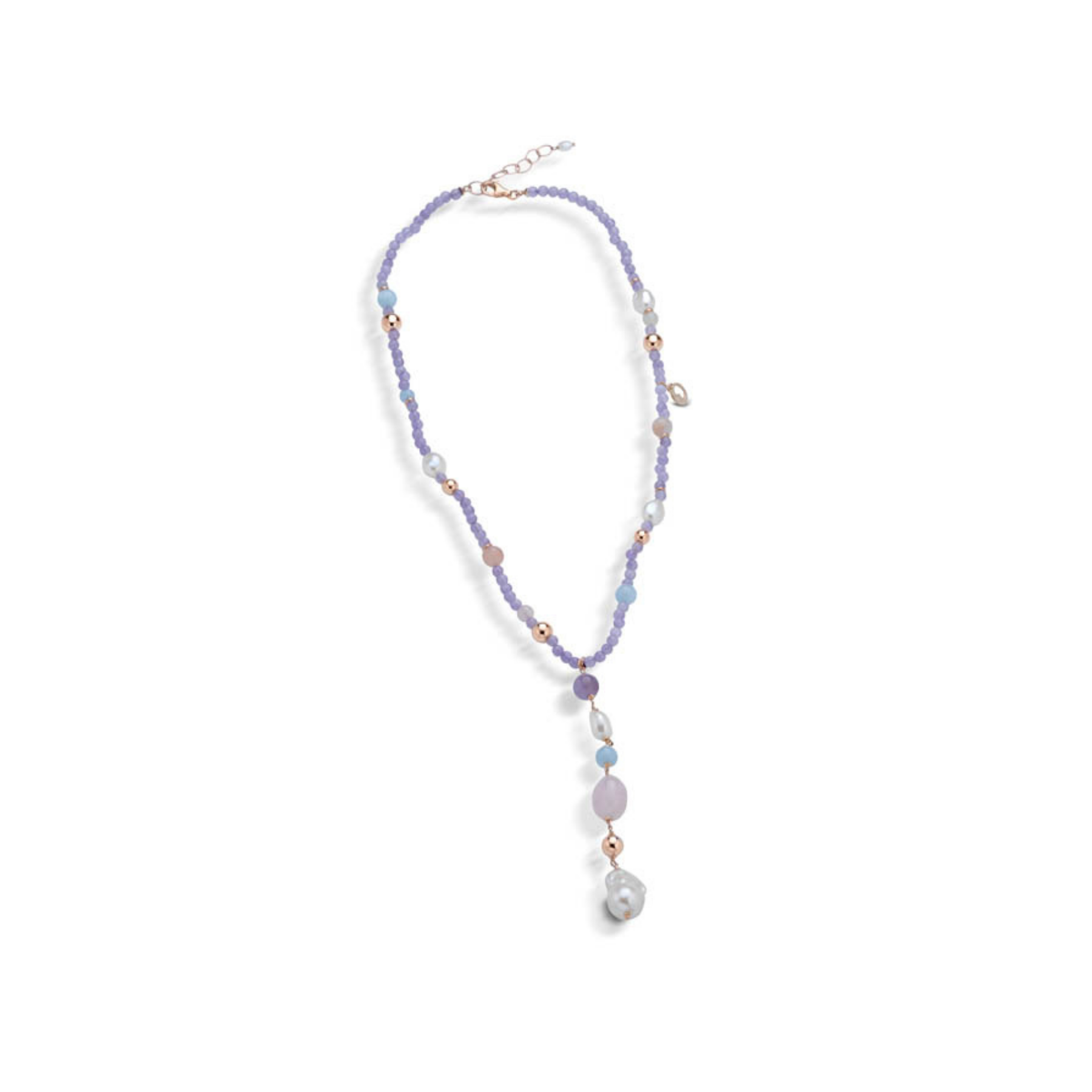 Violetta | Collana con pietre, perle e argento