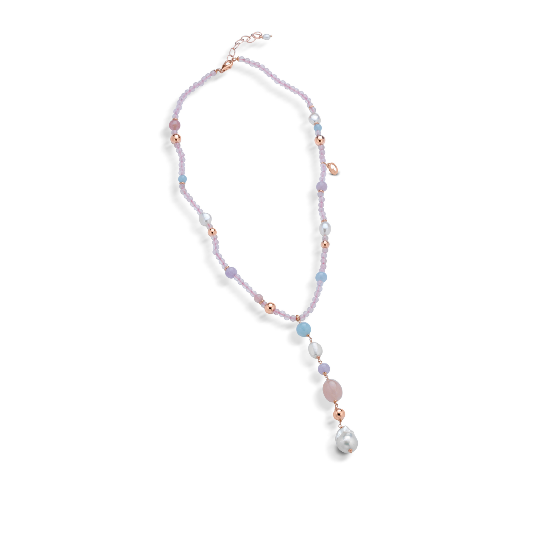 Violetta | Collana con pietre, perle e argento