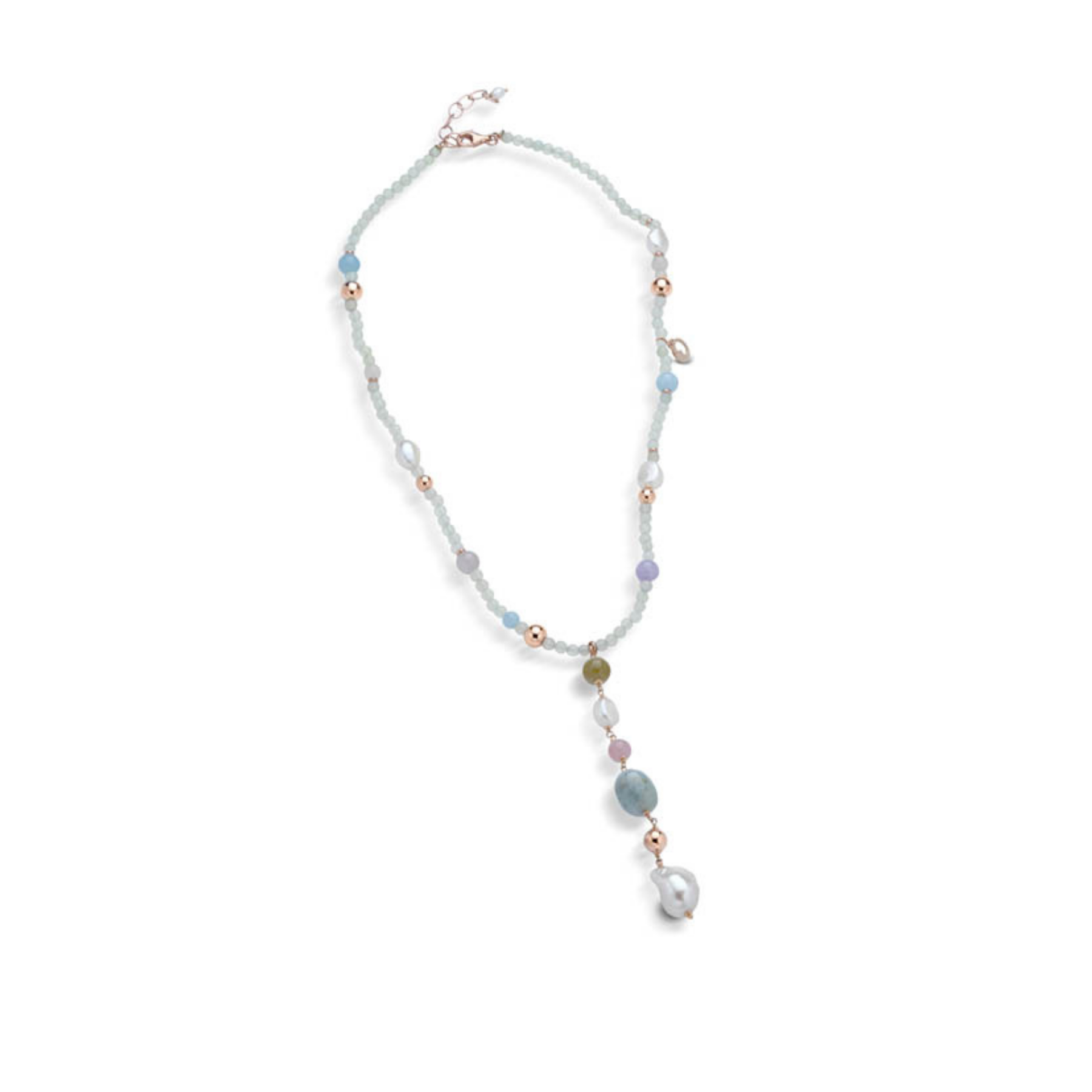 Violetta | Collana con pietre, perle e argento
