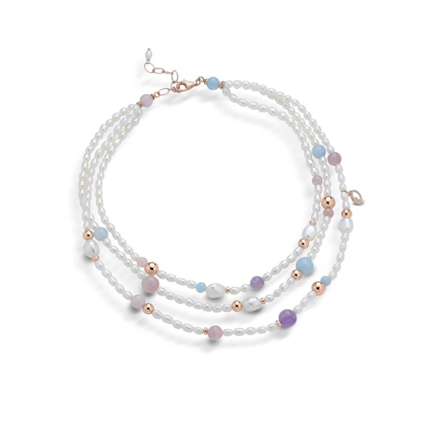 Violetta | Collana con perle, pietre e argento