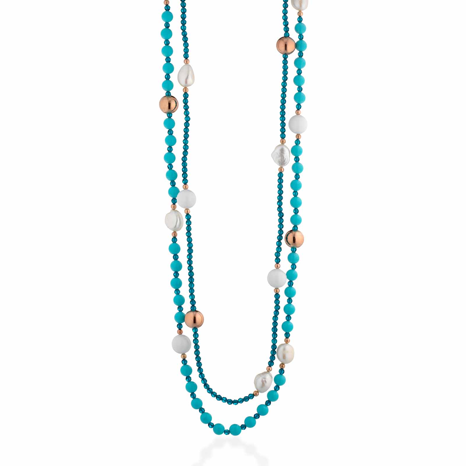 Vaiana | Collana con perle, turchese ed argento