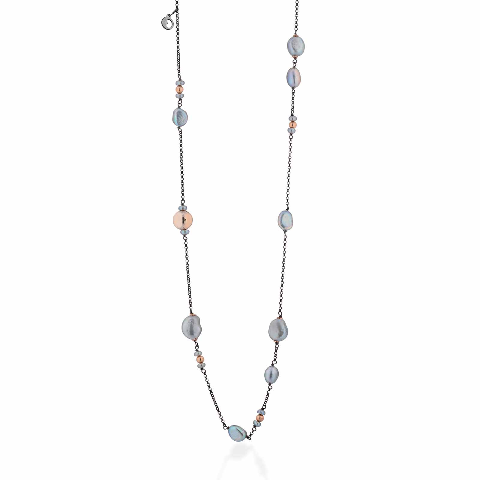 Cristelle noir | Collana in argento e perle grigie