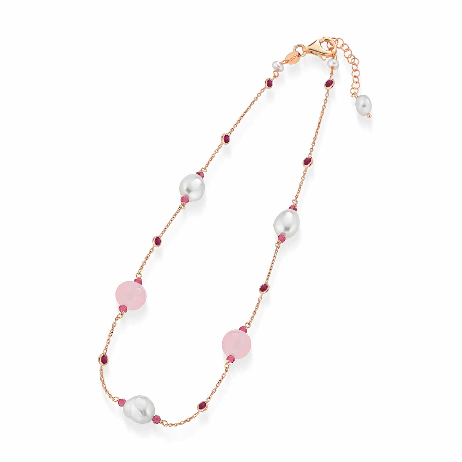 Cristelle Summer | Collana in argento, giada, zirconi, spinello e perle