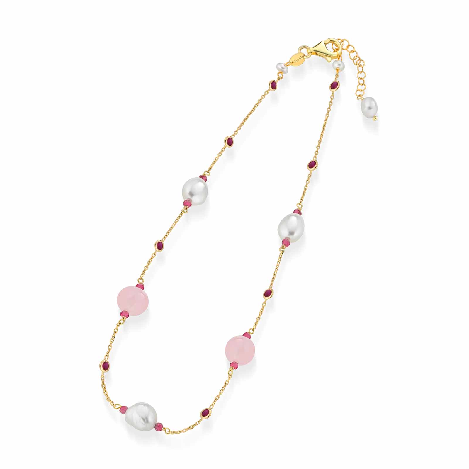 Cristelle Summer | Silver necklace with pearls and colored stones