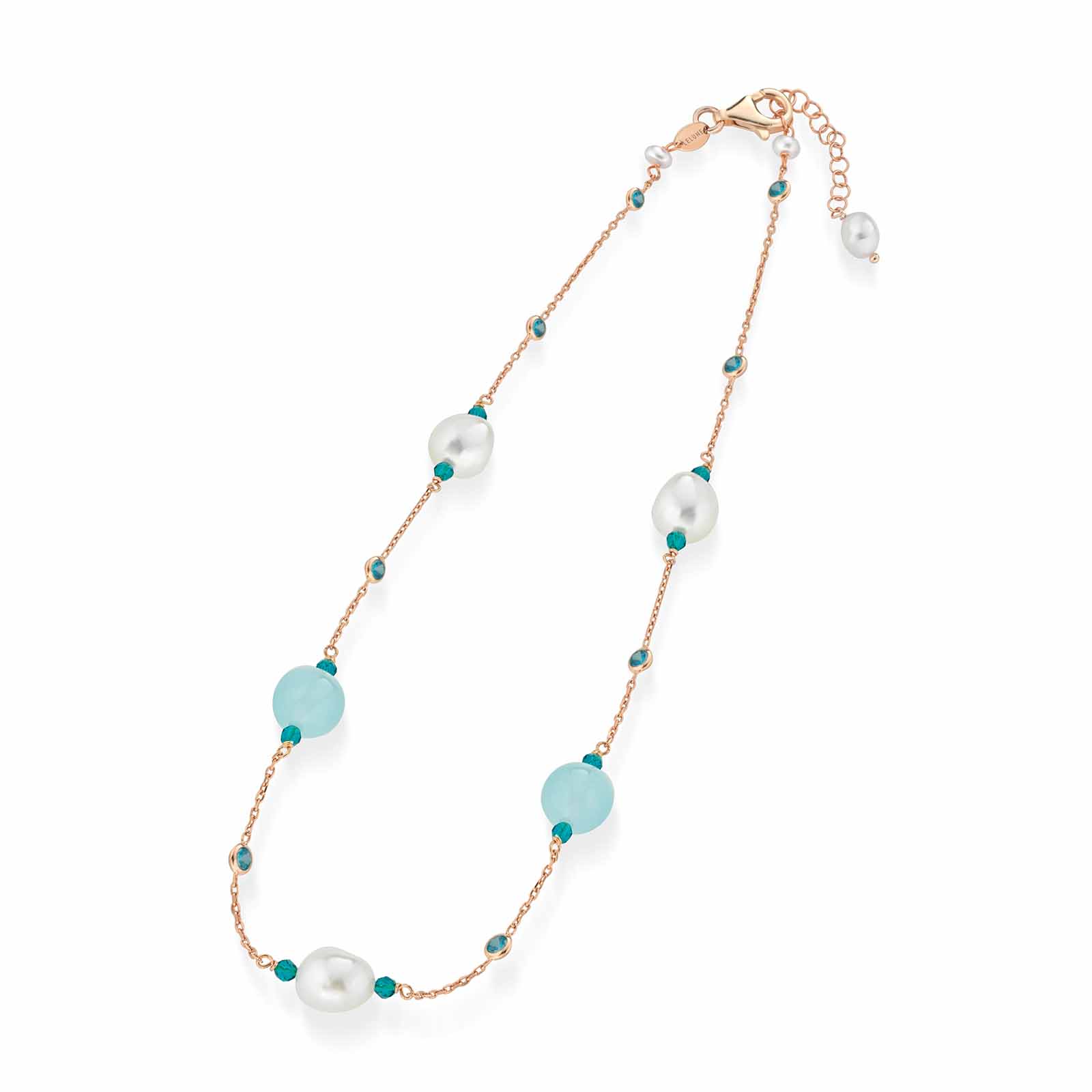 Cristelle Summer | Silver necklace with pearls and colored stones