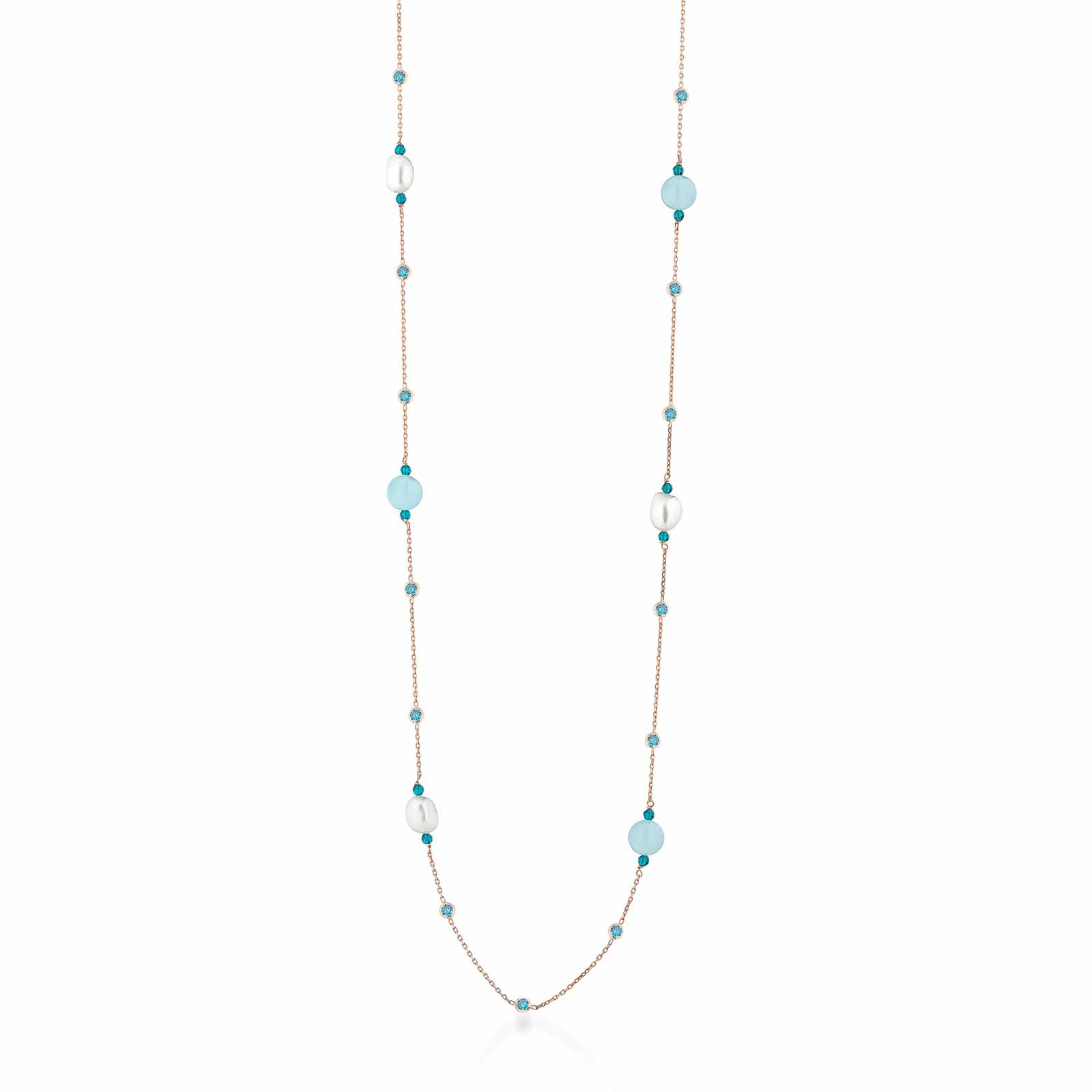 Cristelle Summer | Silver necklace with pearls and stones