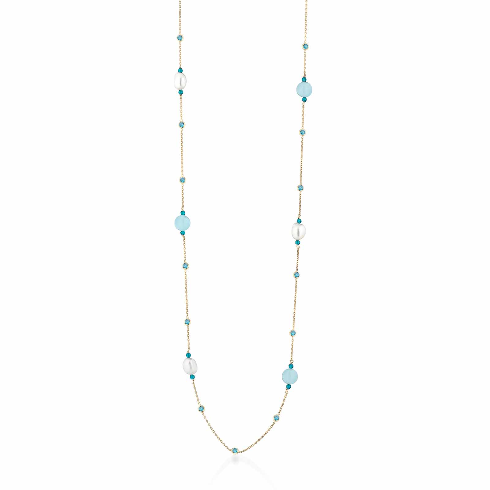 Cristelle Summer | Collana in argento, giada, zirconi, spinello e perle