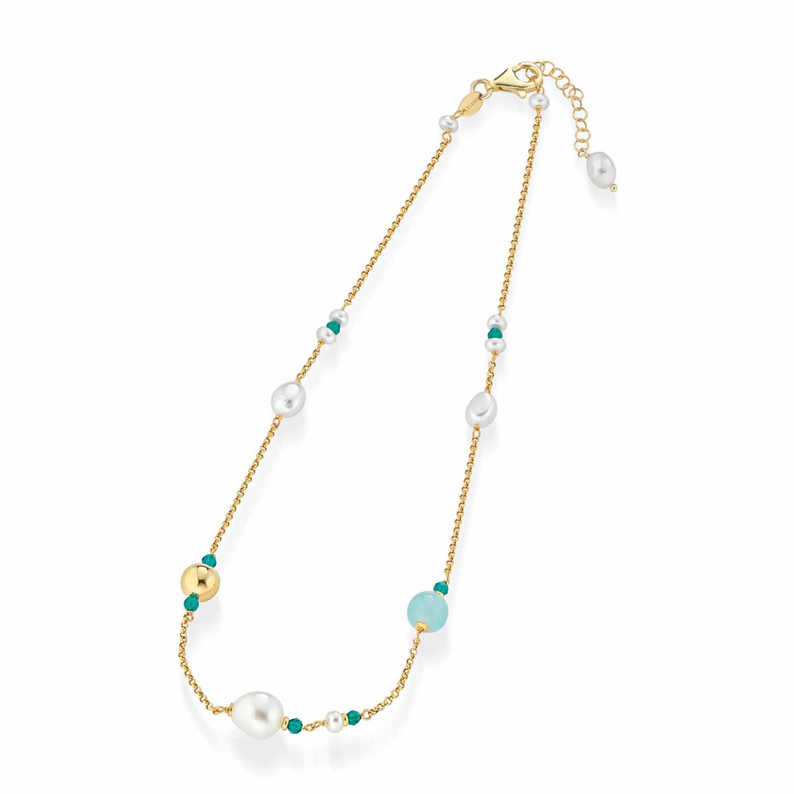 Cristelle Summer | Collana in argento, giada, perle e spinello