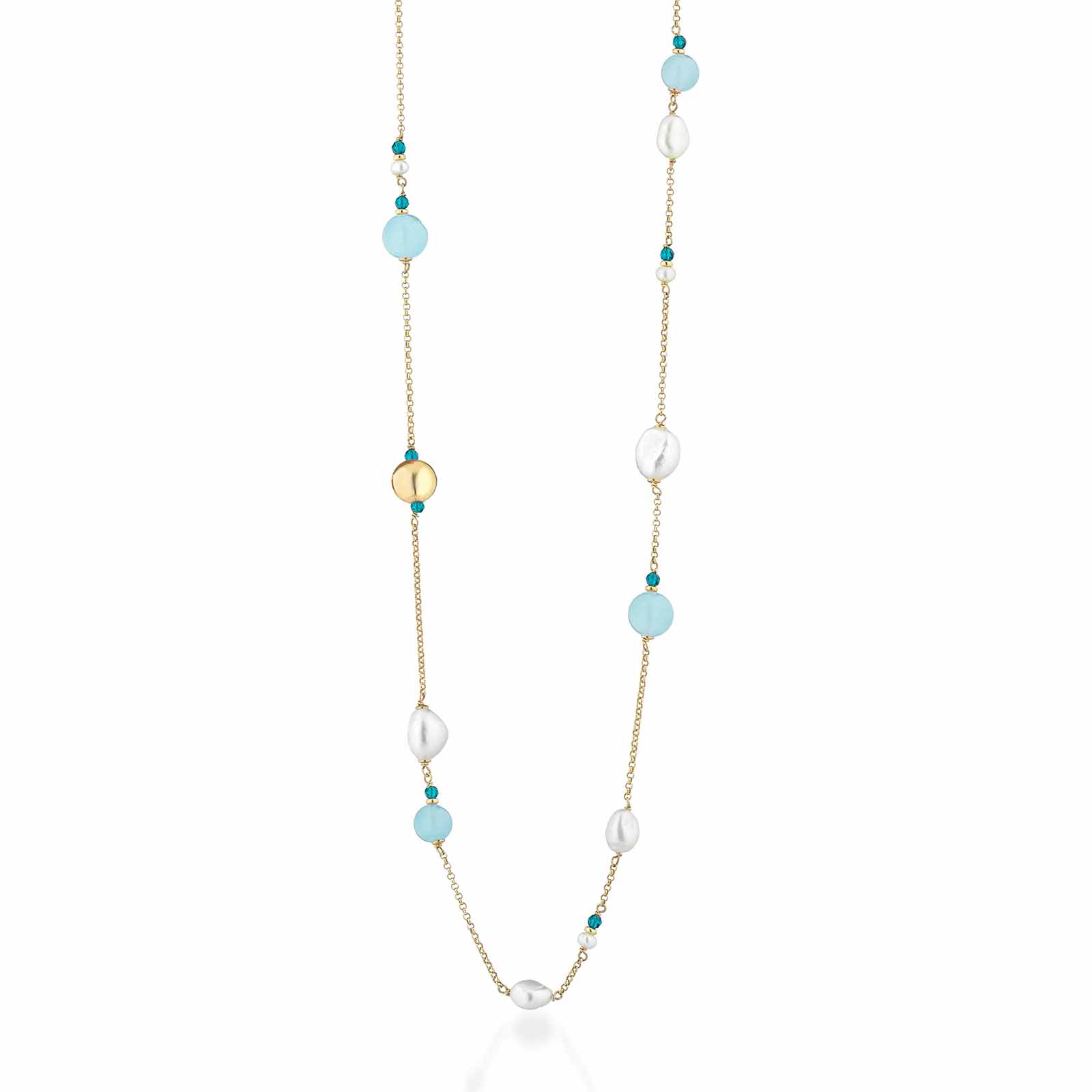 Cristelle Summer | Collana in argento, giada, perle e spinello