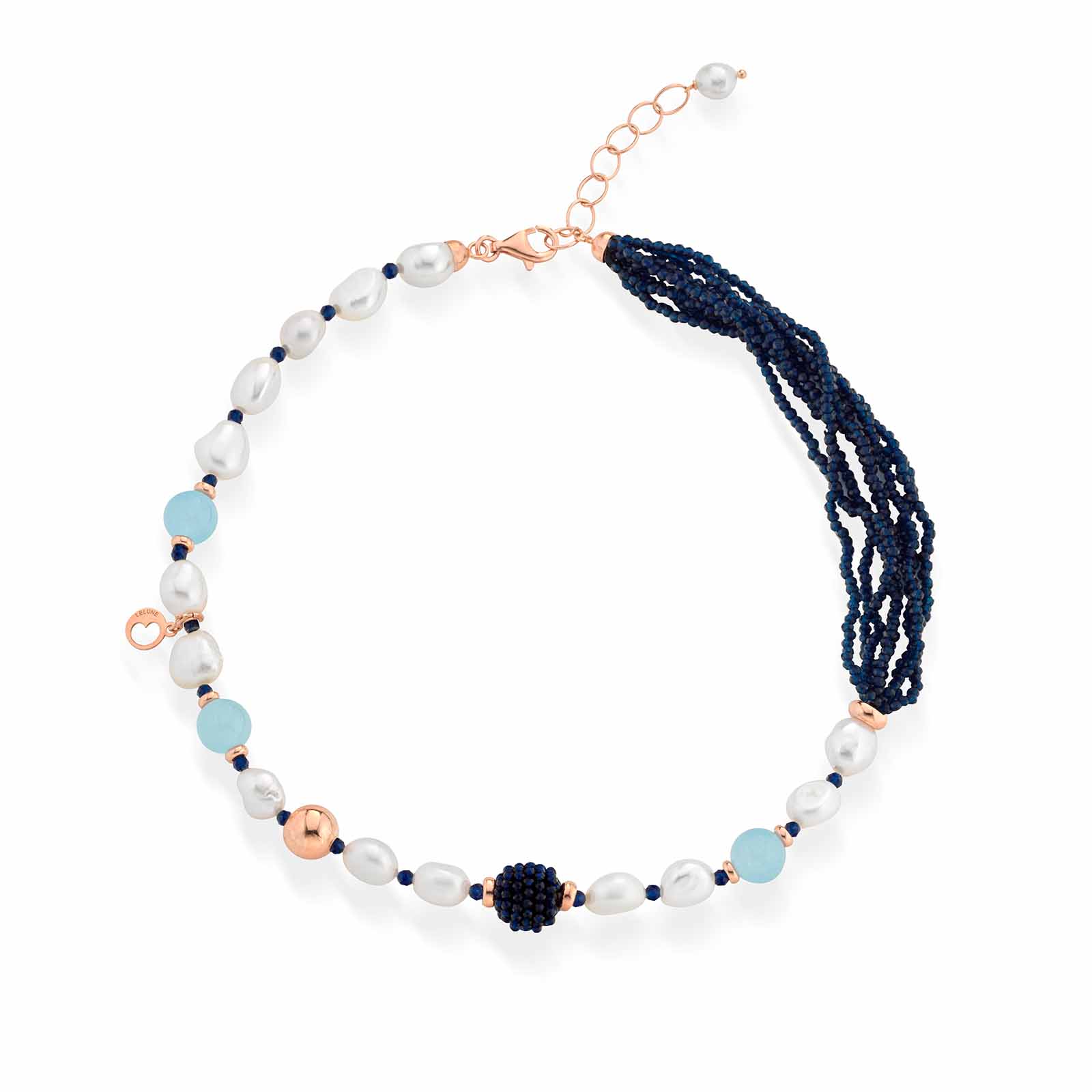 Sophie | Collana con perle, argento, spinello e giada