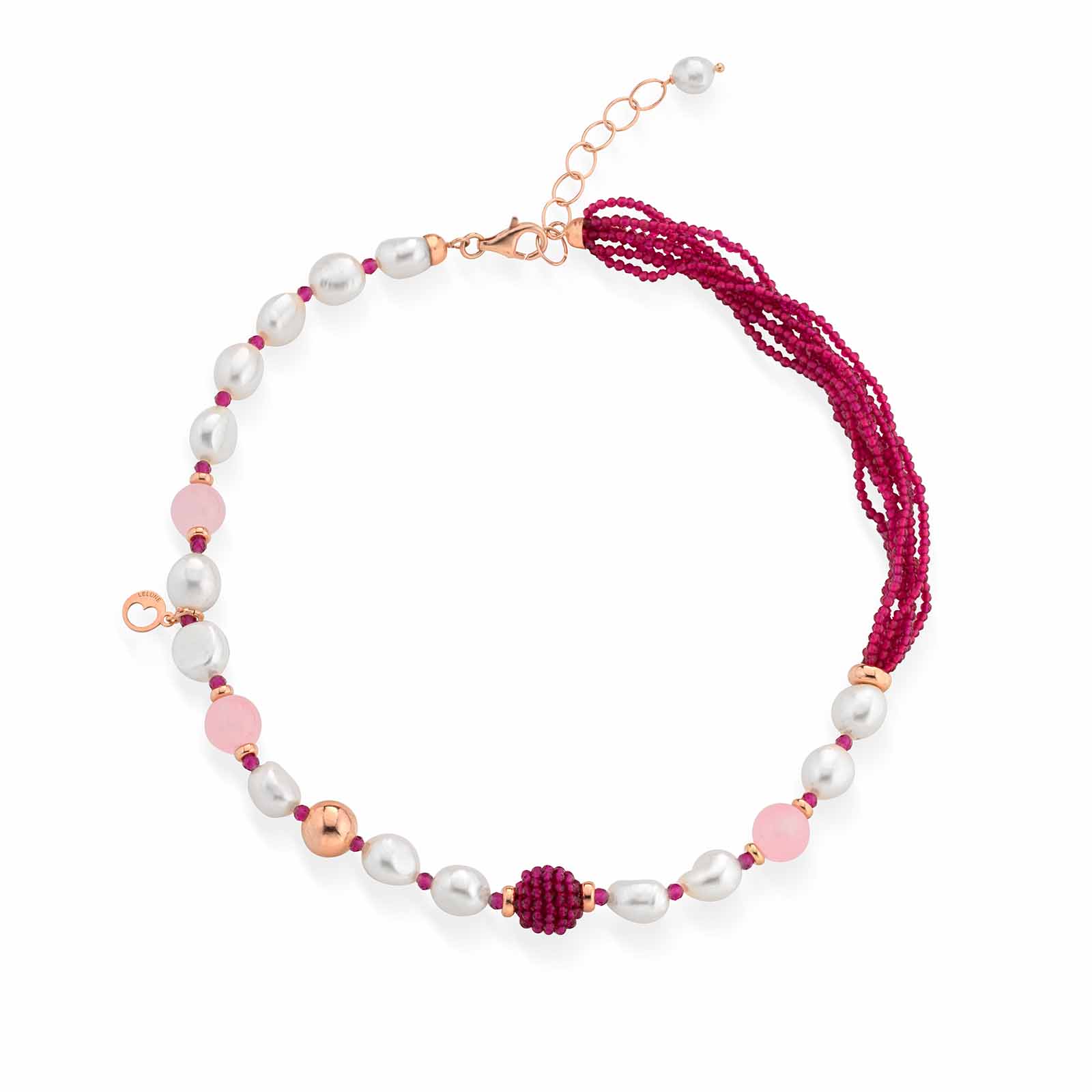 Sophie | Collana con perle, argento, spinello e giada
