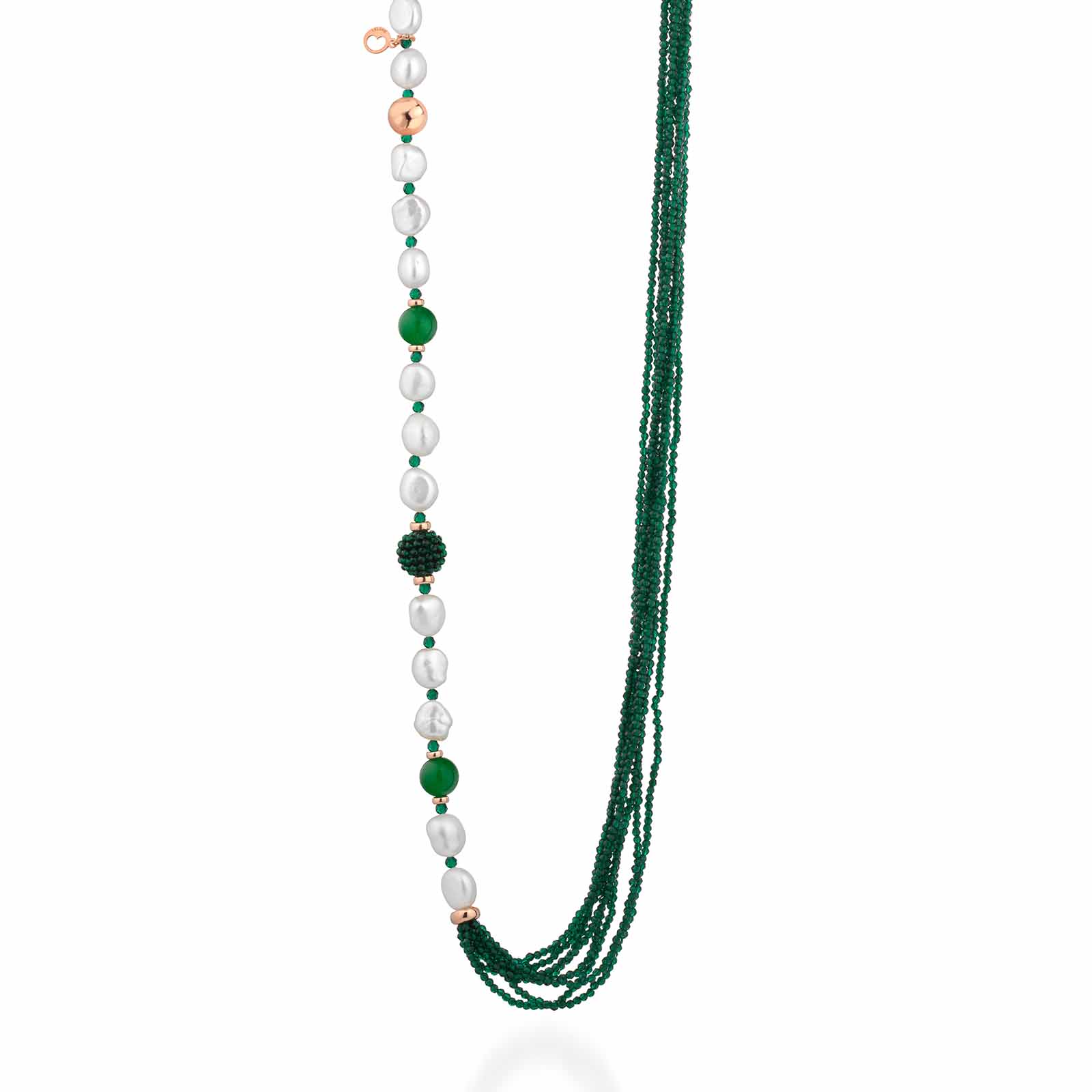 Sophie | Collana con perle, argento, spinello e giada