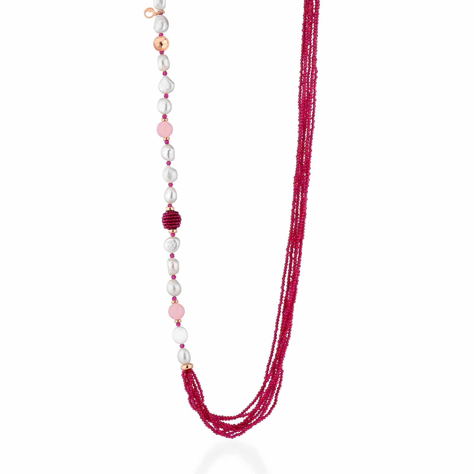 Sophie | Collana con perle, argento, spinello e giada
