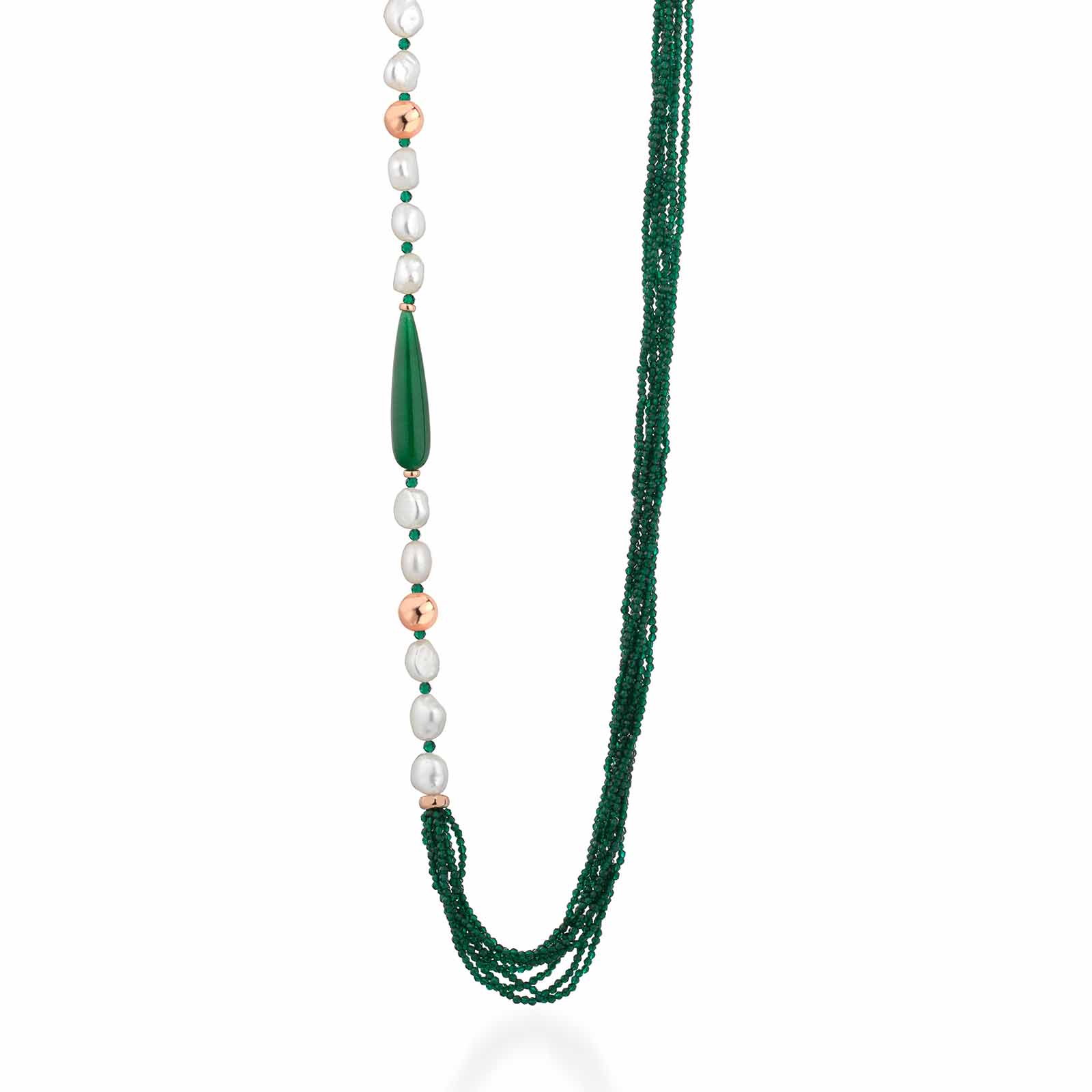 Sophie | Collana con perle, argento, spinello e giada