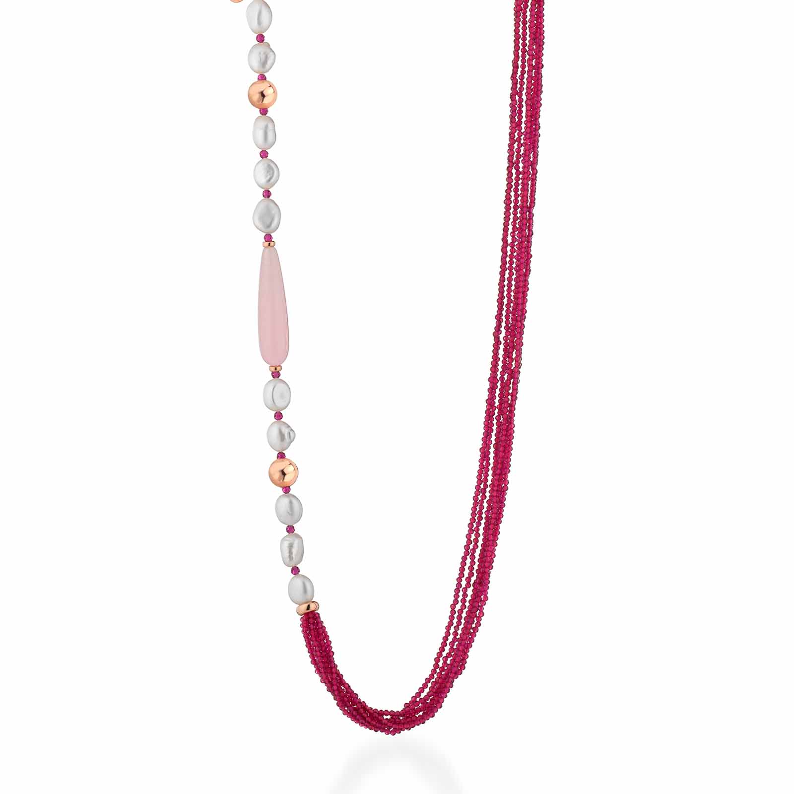 Sophie | Collana con perle, argento, spinello e giada
