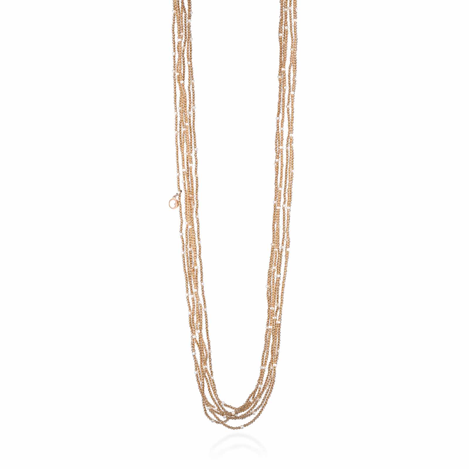 Collana con spinello miele, perle d'acqua dolce e AG925 rosa