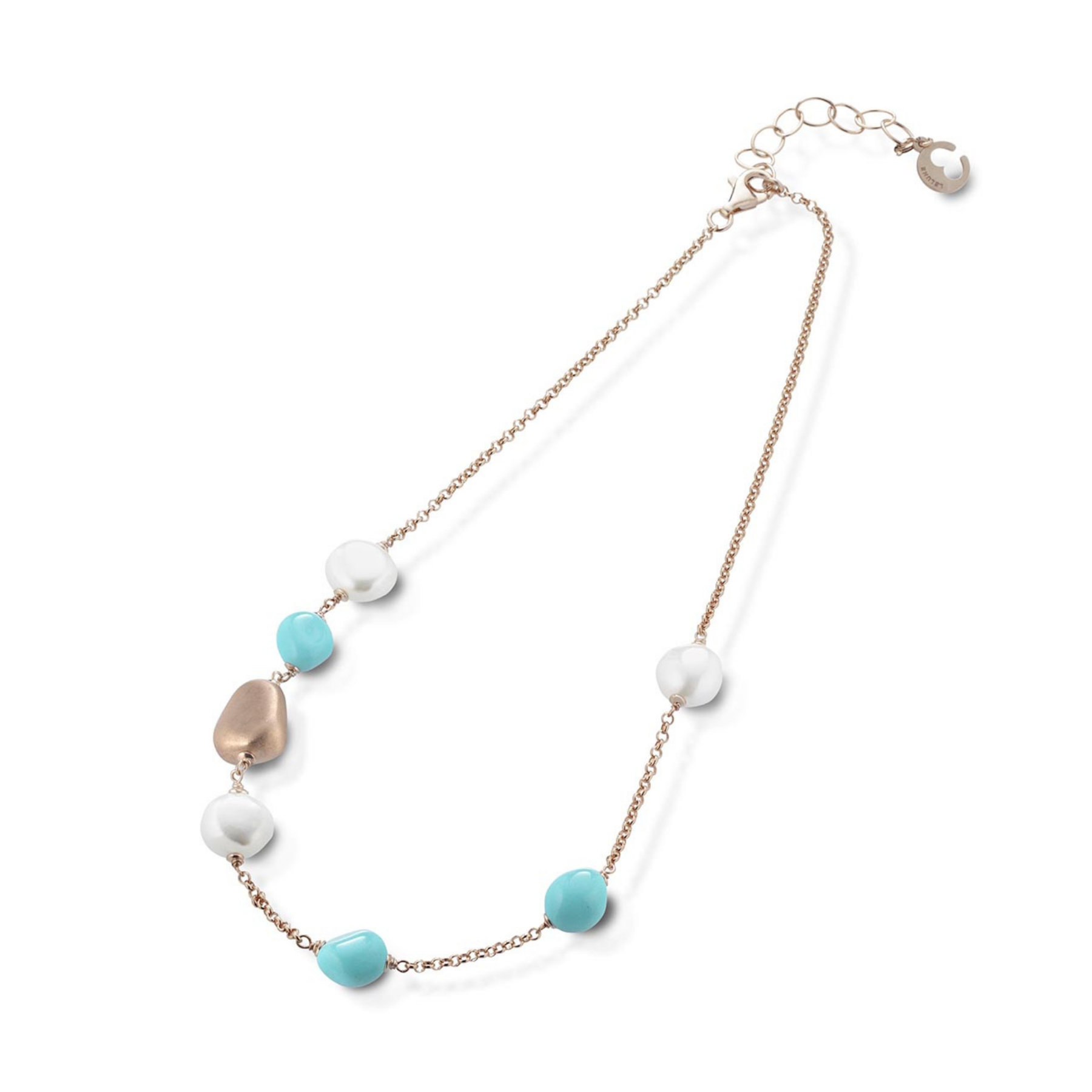 Turquoise | Collana con argento, perle e turchese