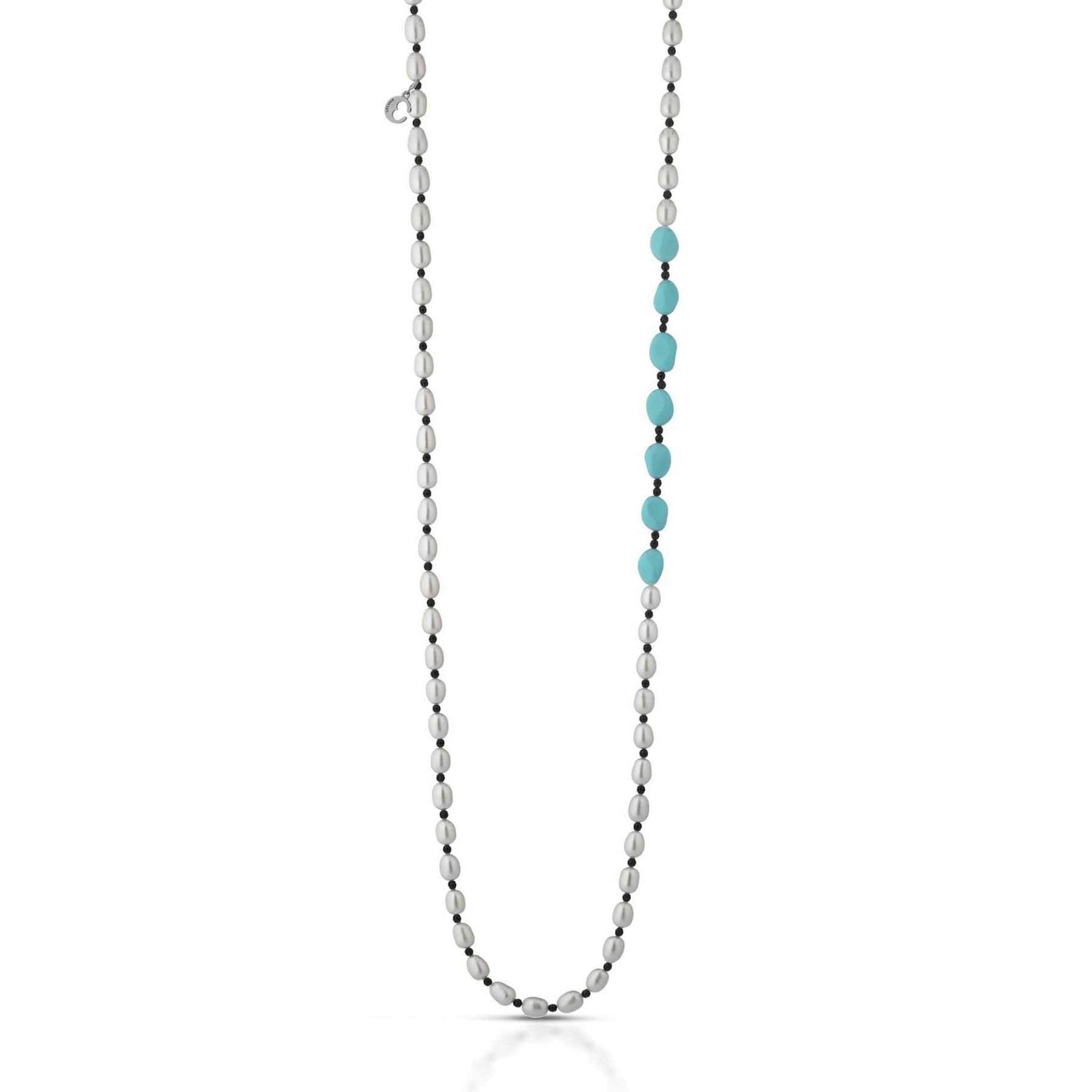 Turquoise | Collana con perle, turchese, argento e pietre