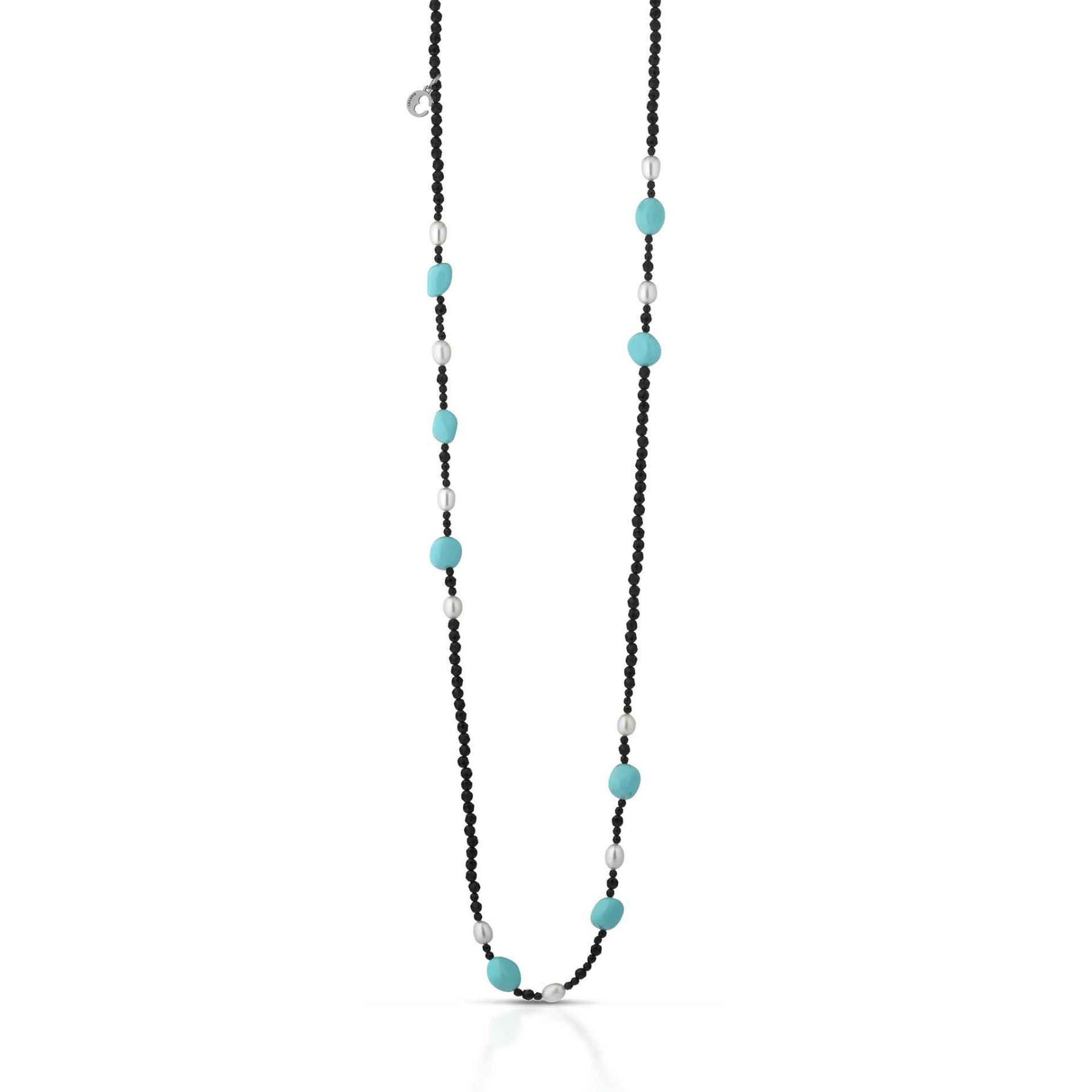 Turquoise | Collana con perle, turchese, onice e argento