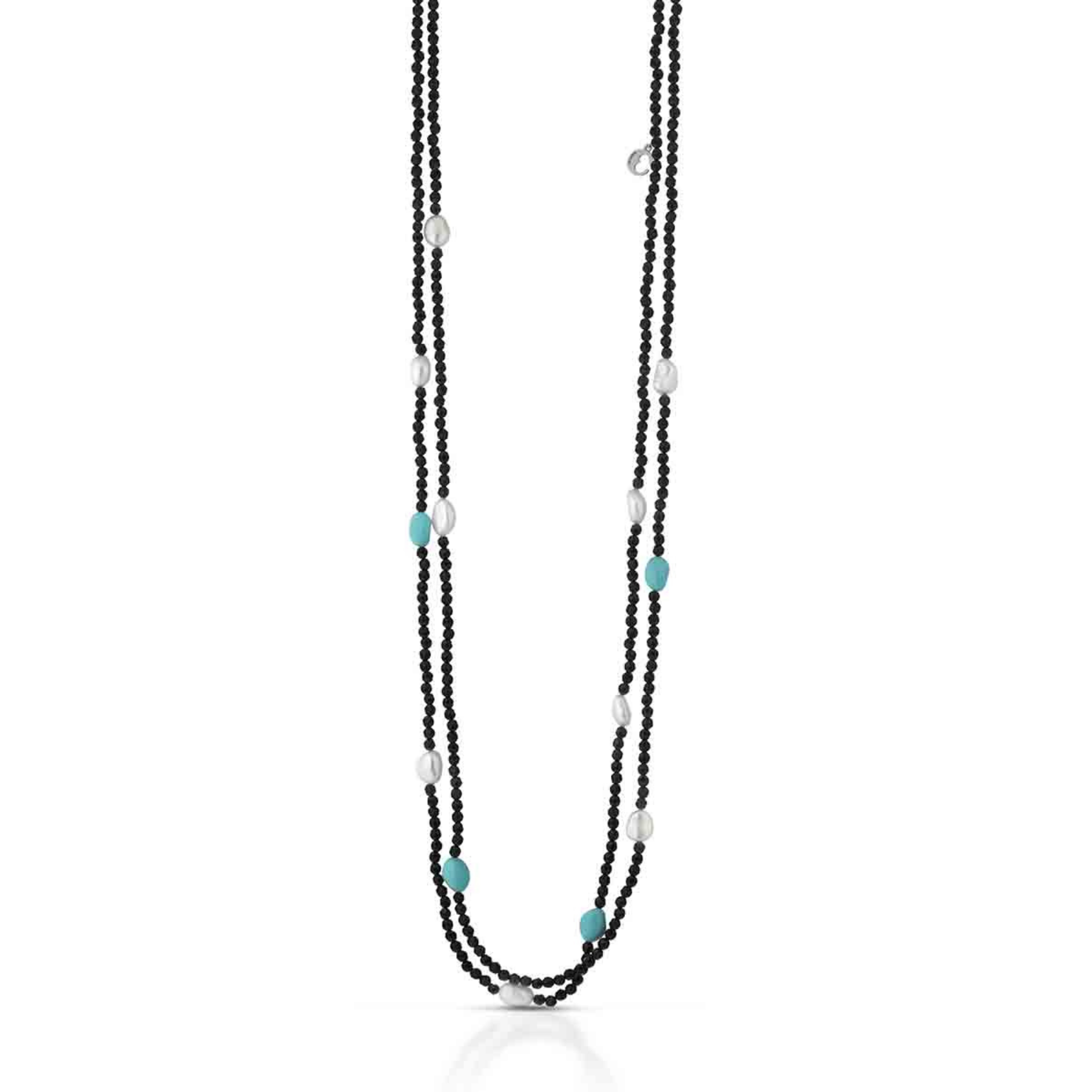 Turquoise | Collana con perle, turchese, onice e argento