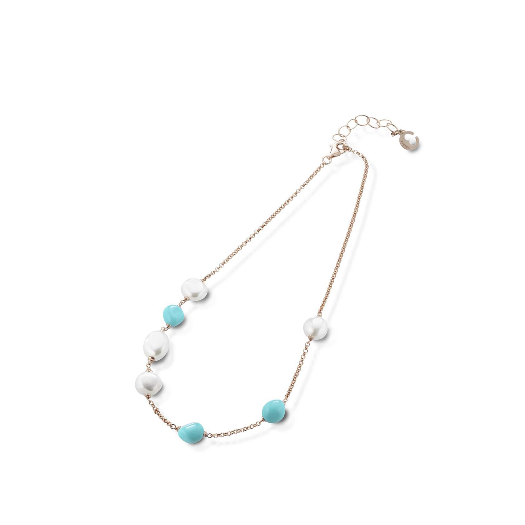 Turquoise | Collana con argento, perle e turchese