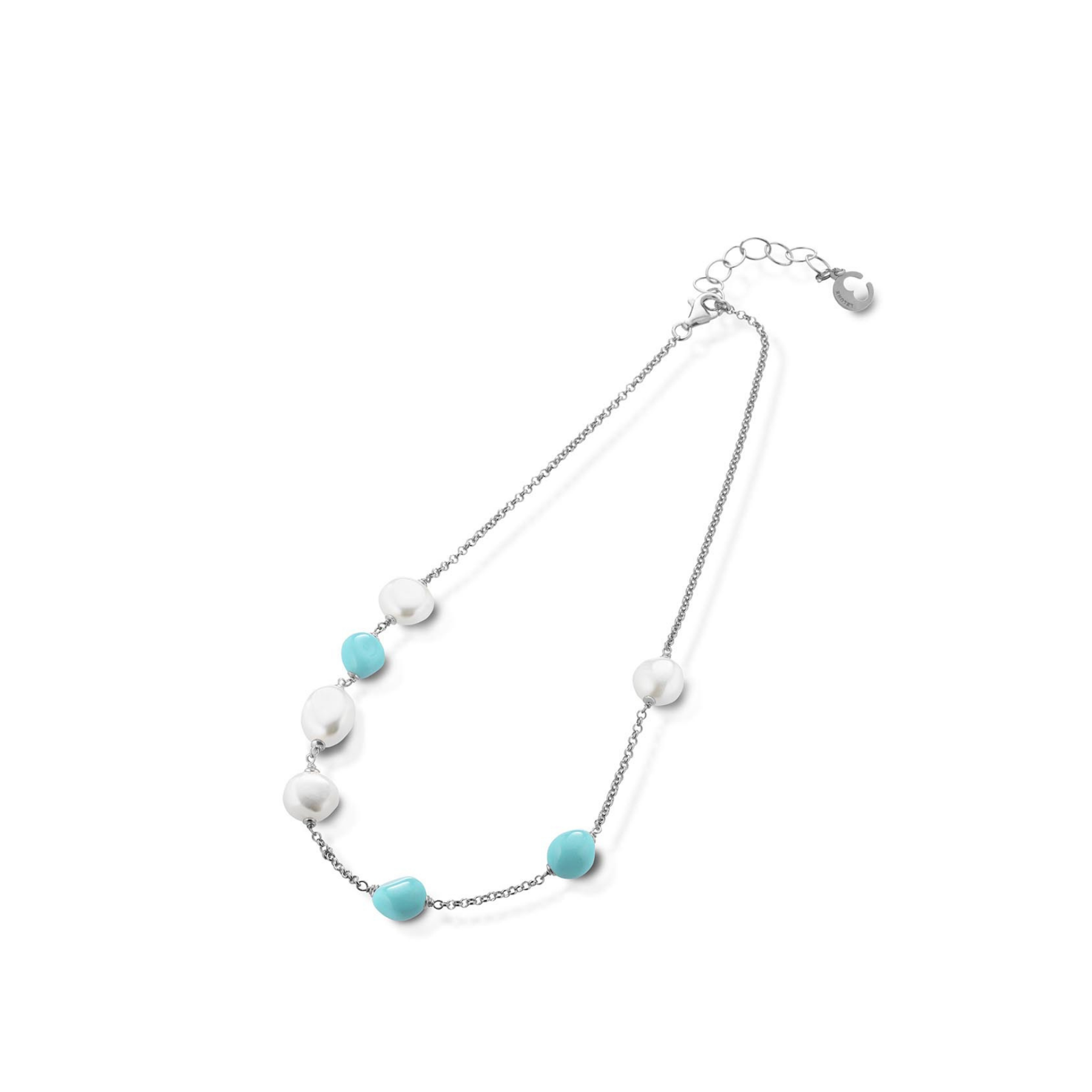 Turquoise | Collana con argento, perle e turchese