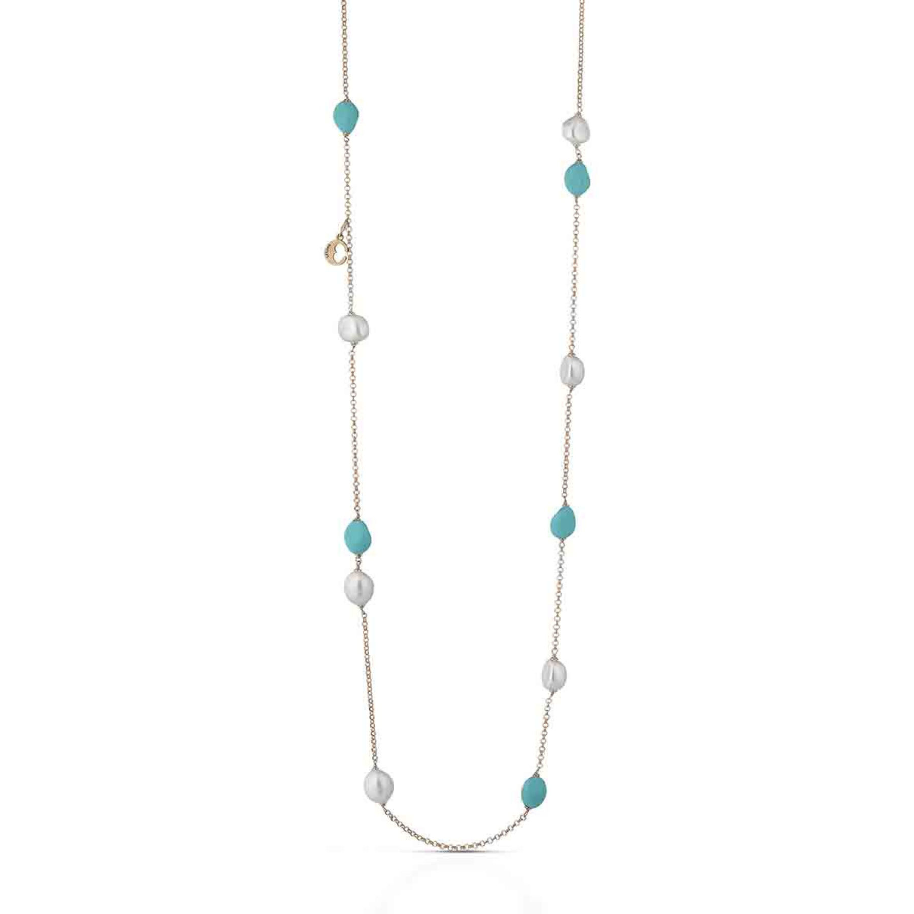 Turquoise | Collana con argento, perle e turchese
