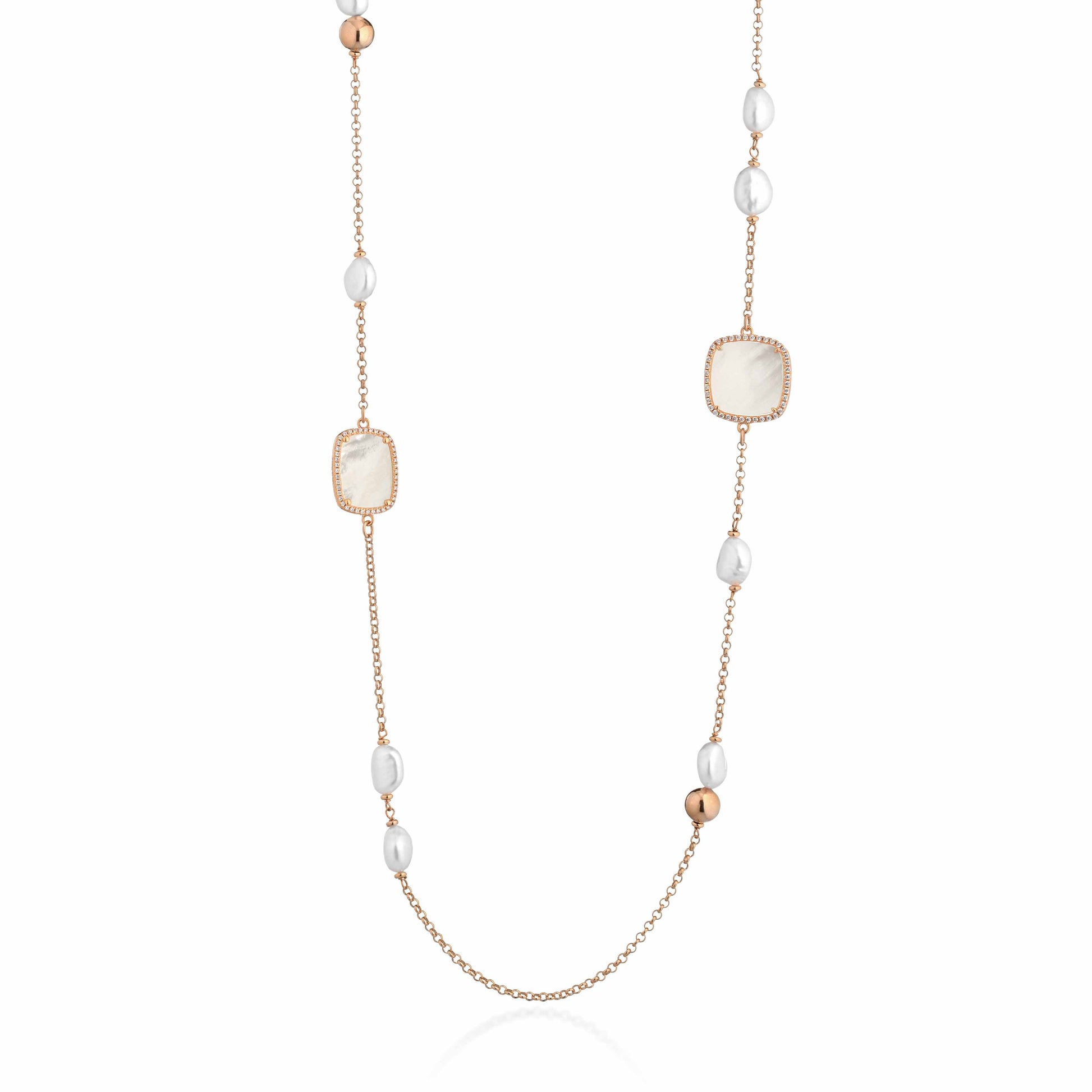 Sidney | Collana in argento con perle, madreperla e zirconi