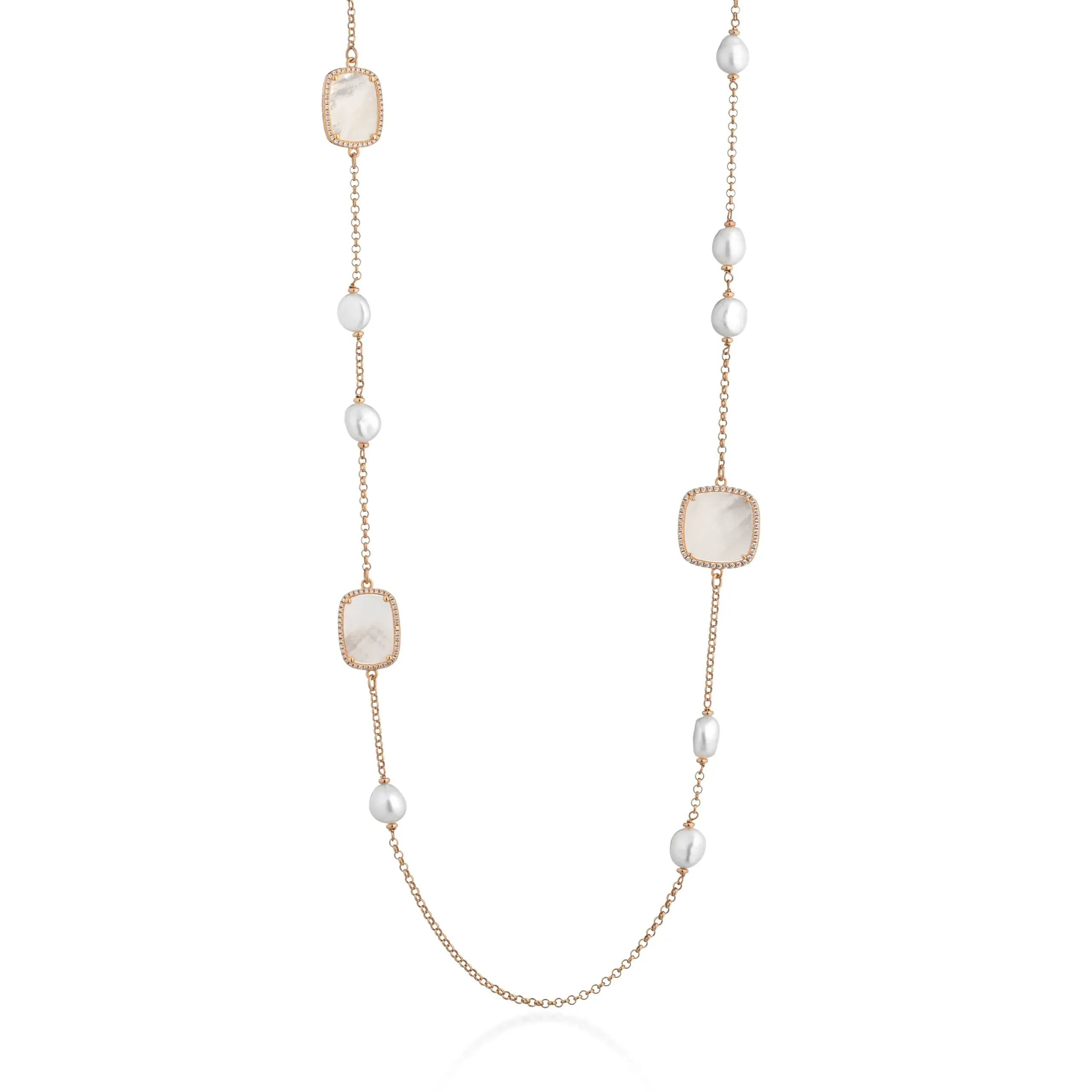 Sidney | Collana in argento, perle, madreperla e zirconi