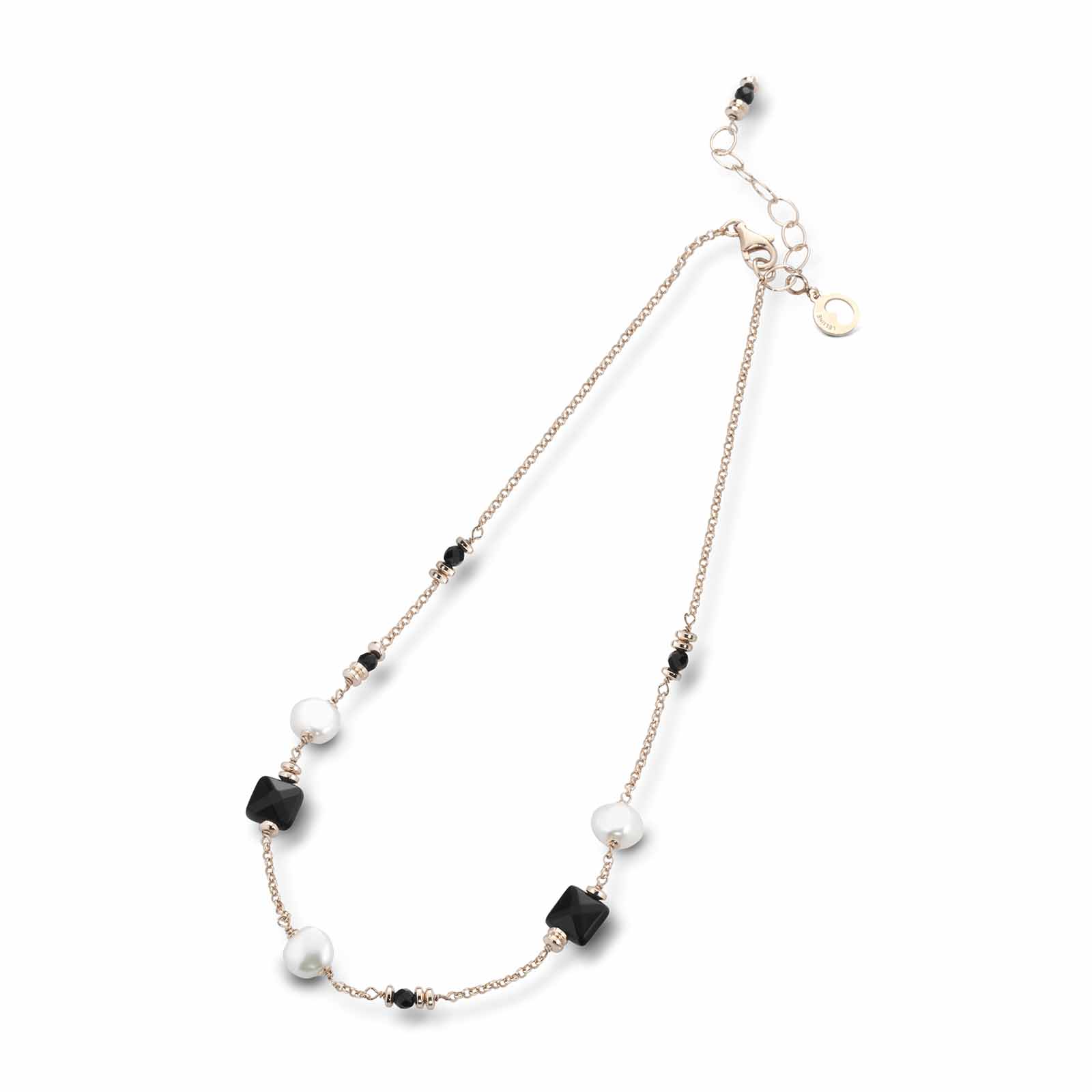 Monique | Silver necklace with pearls and stones