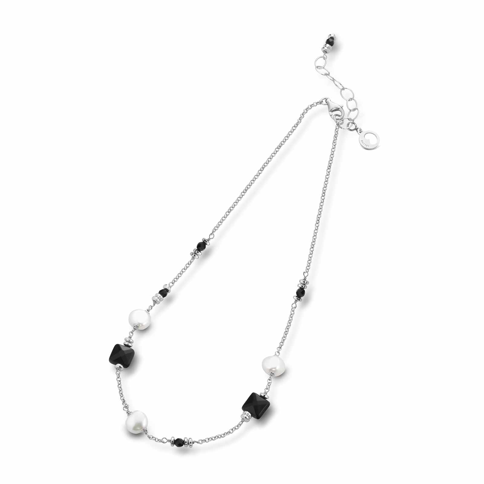 Monique | Silver necklace with pearls and stones