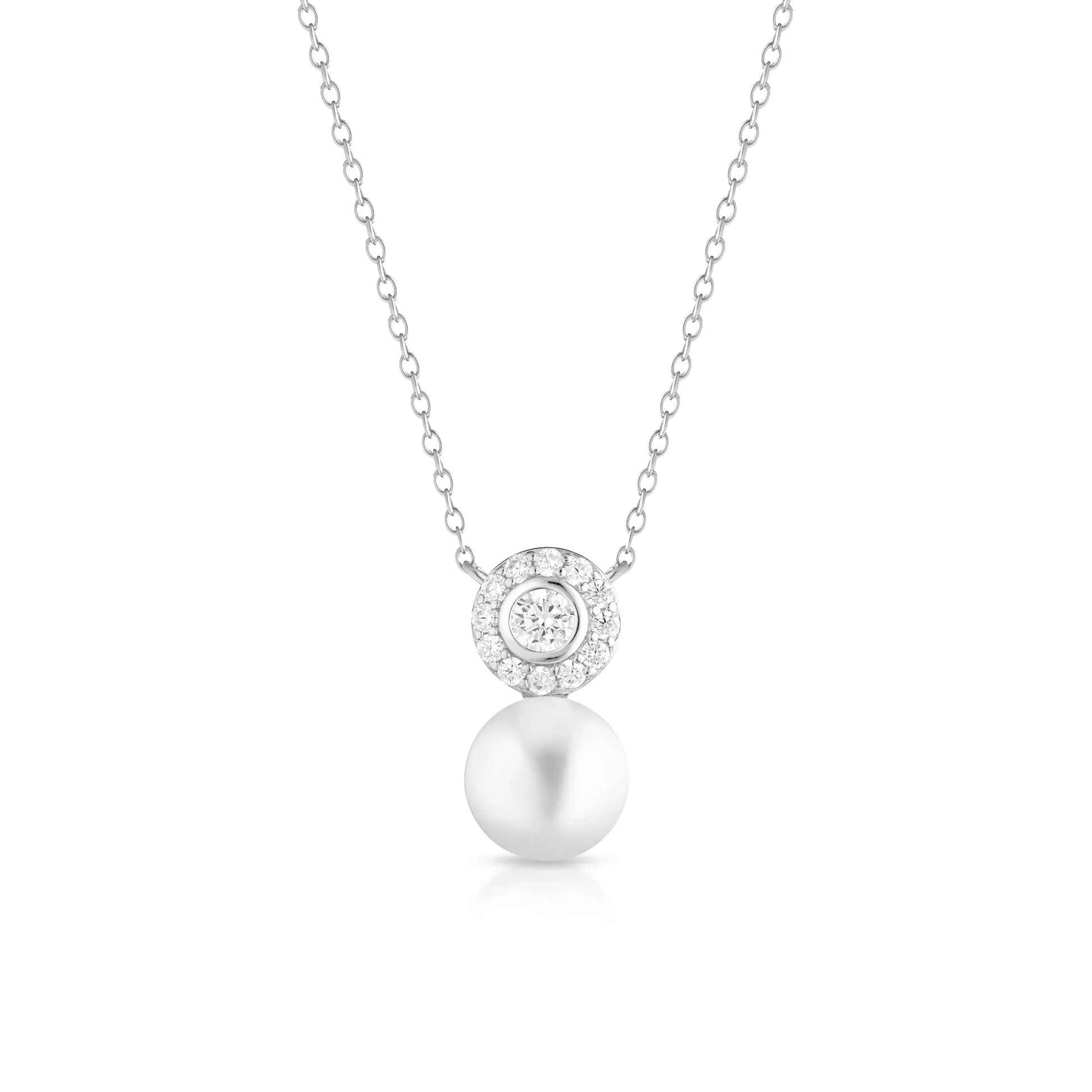 Luxury | Pendente in argento con perla e zirconi