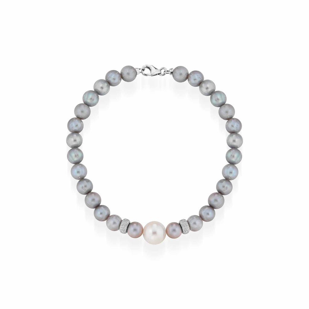 Principessa | Bracciale con perle grigie in oro
