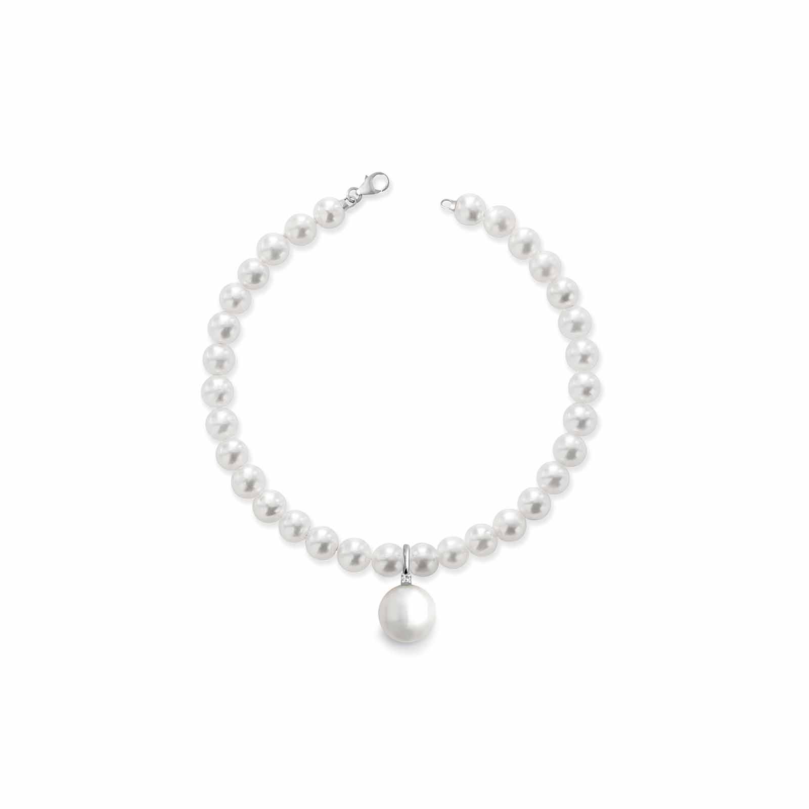 Tulipano | Bracciale in oro bianco con perle e diamante