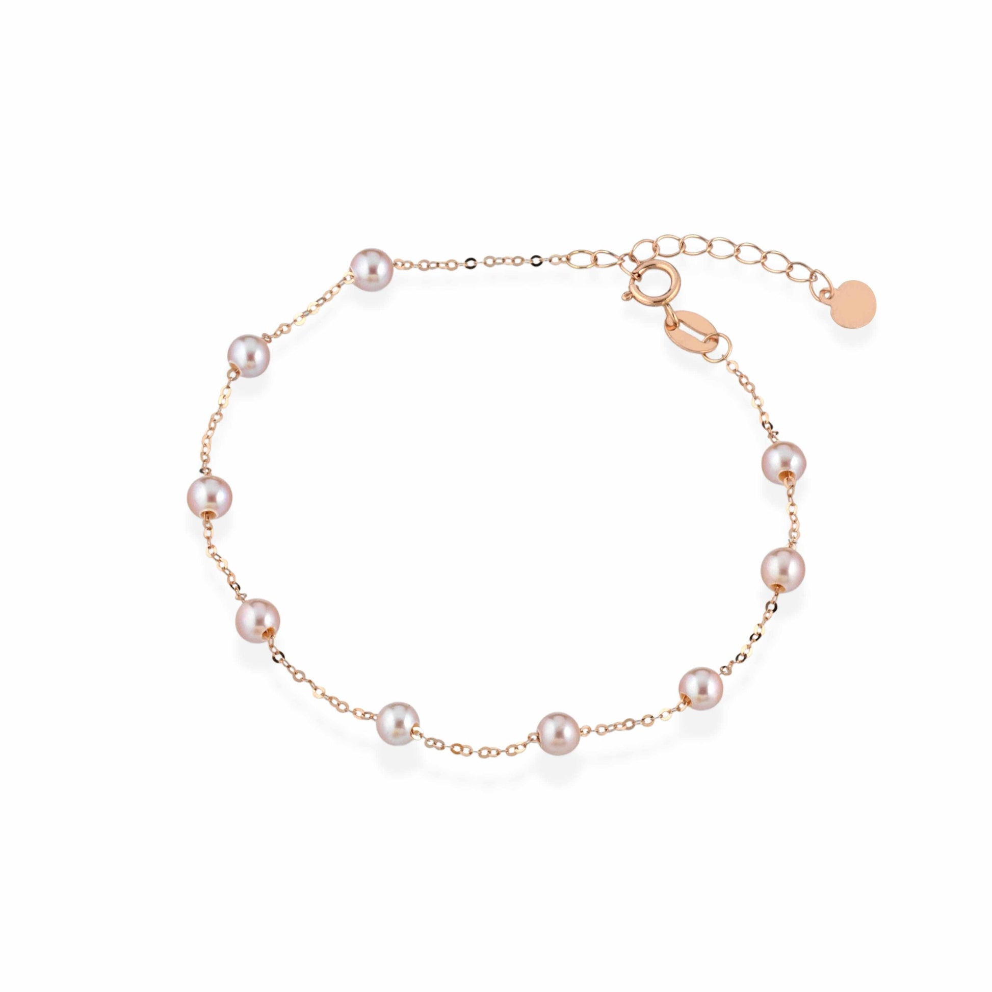 Bracciale in oro rosa 18kt e perla coltivata d'acqua dolce colore rosa