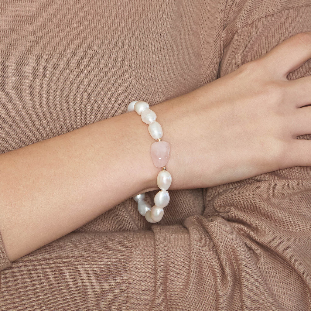 Barocca | Bracciale con perle barocche, oro e pietre naturali
