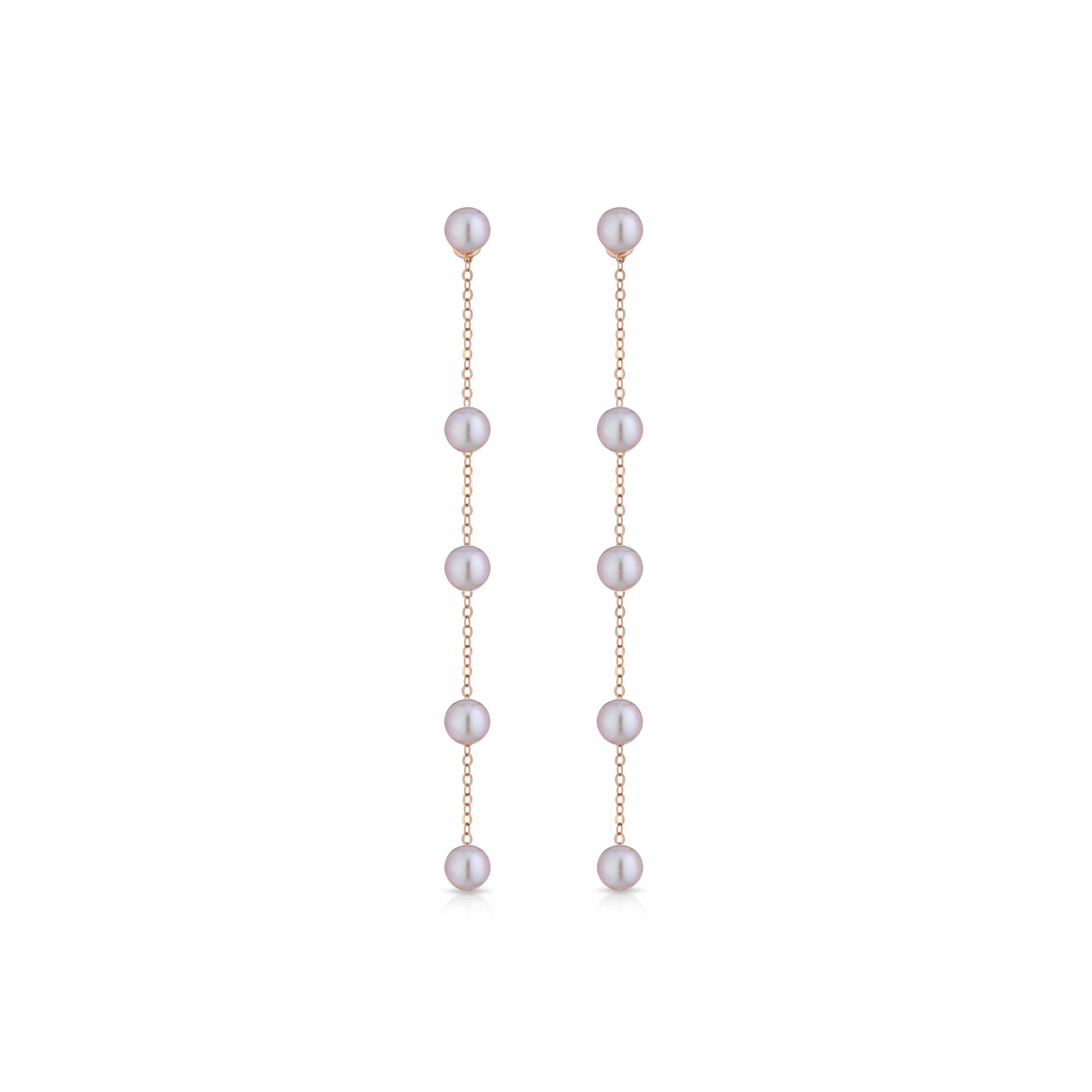 Orecchini in oro rosa 18kt e perla coltivata d'acqua dolce colore rosa