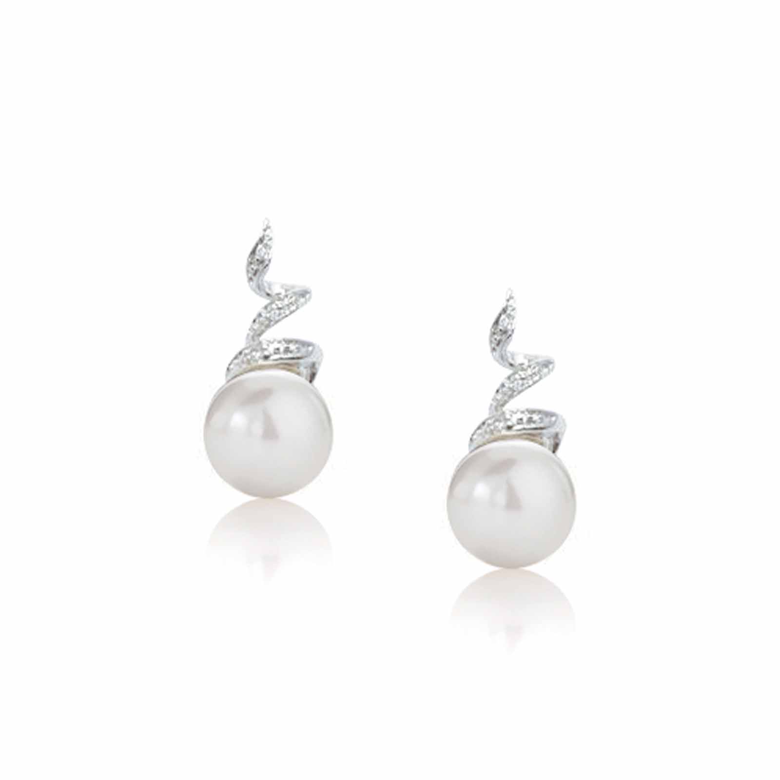 Set | Orecchini in oro bianco, perle e diamanti