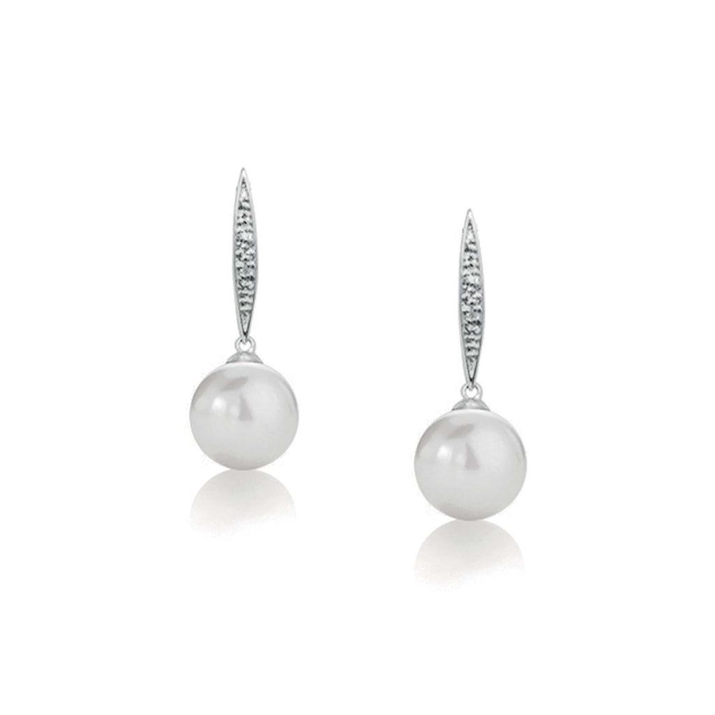 Orecchini in oro bianco 18kt, perle coltivate d'acqua dolce e diamanti