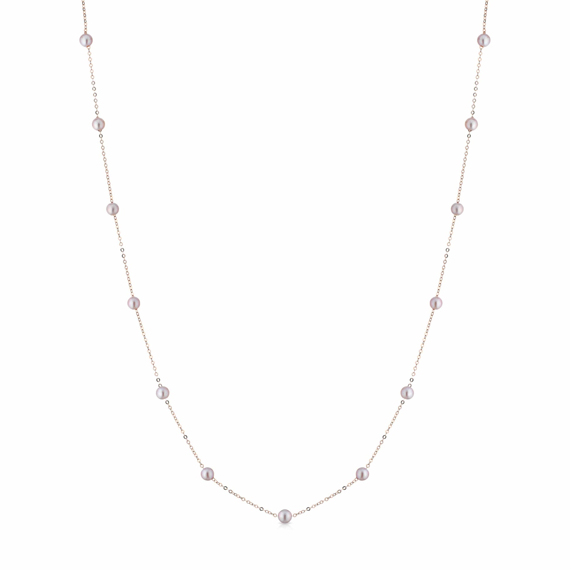 Girocollo in oro rosa 18kt e perla coltivata d'acqua dolce colore rosa
