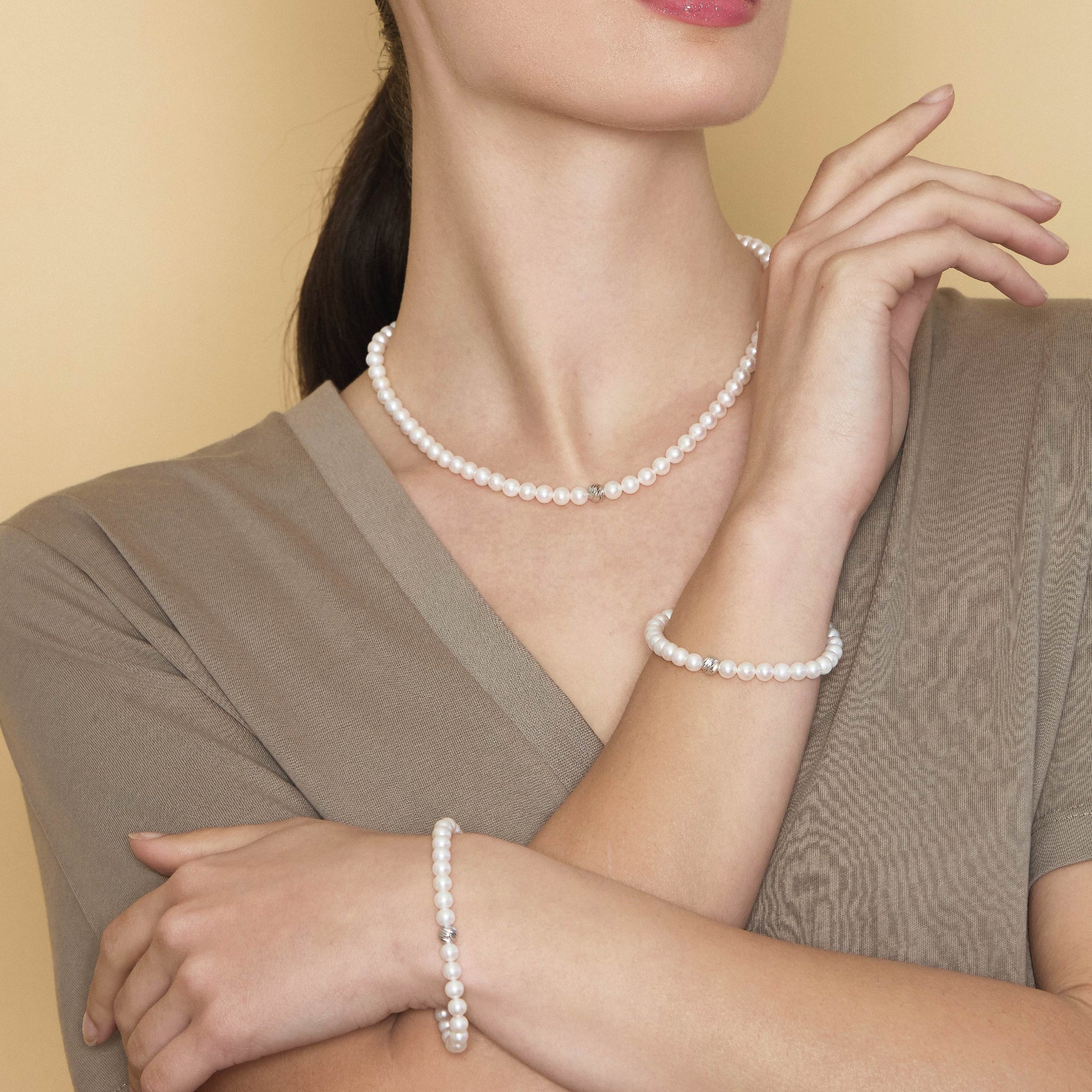 Starlight | Bracciale elastico in oro e perle