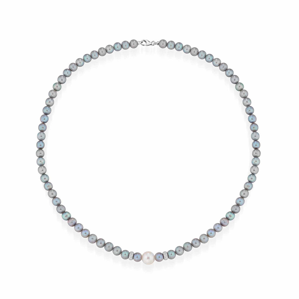 Principessa | Collana con perle grigie e oro