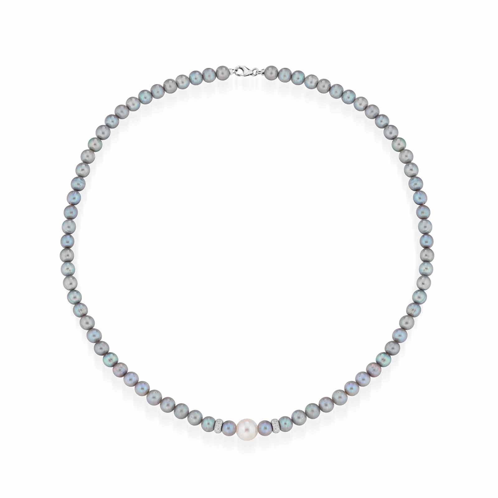 Principessa | Collana con perle grigie e oro