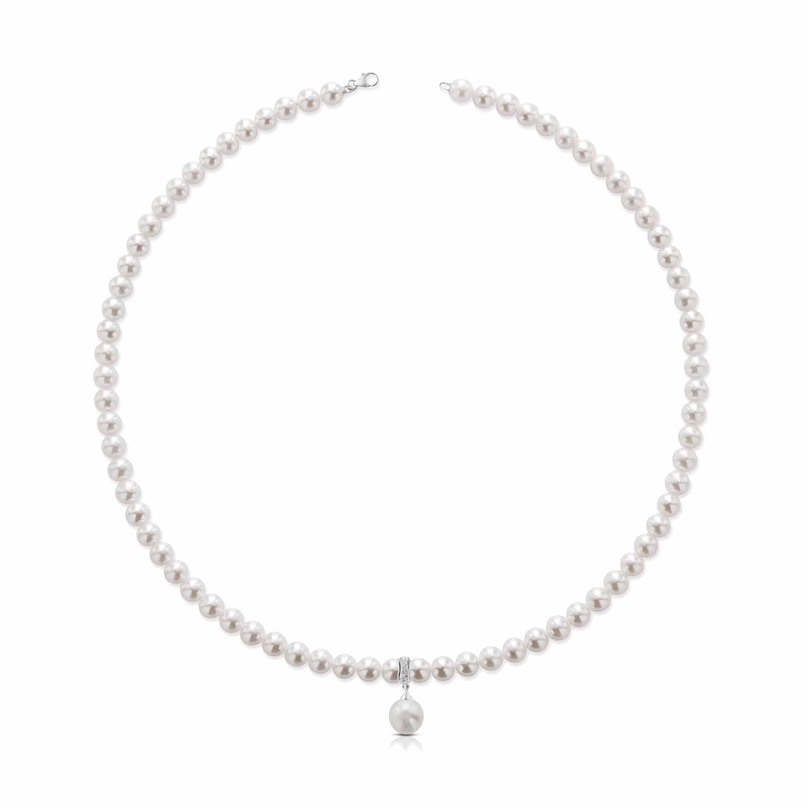 Ninfea | Collana in oro bianco con perle e diamanti